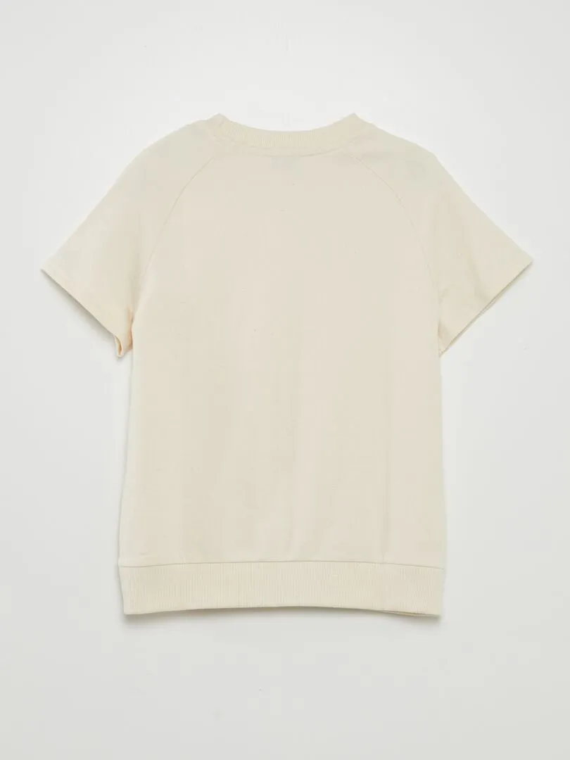 CAMISETA GRUESA DE ALGODóN CON BOLSILLO TIPO CANGURO  BLANCO