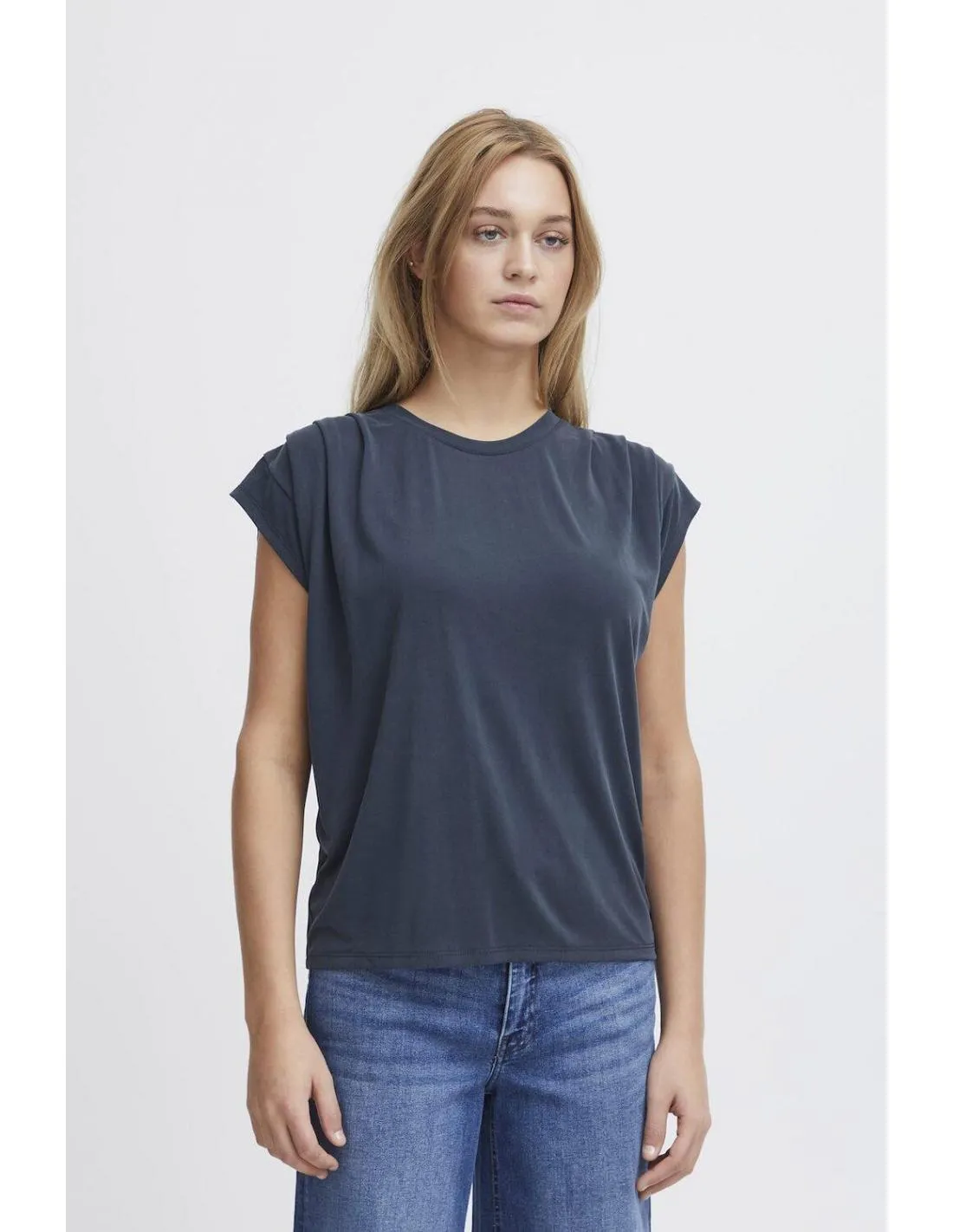 CAMISETA HOMBROS FRUNCIDOS AZUL ICHI LISKEN