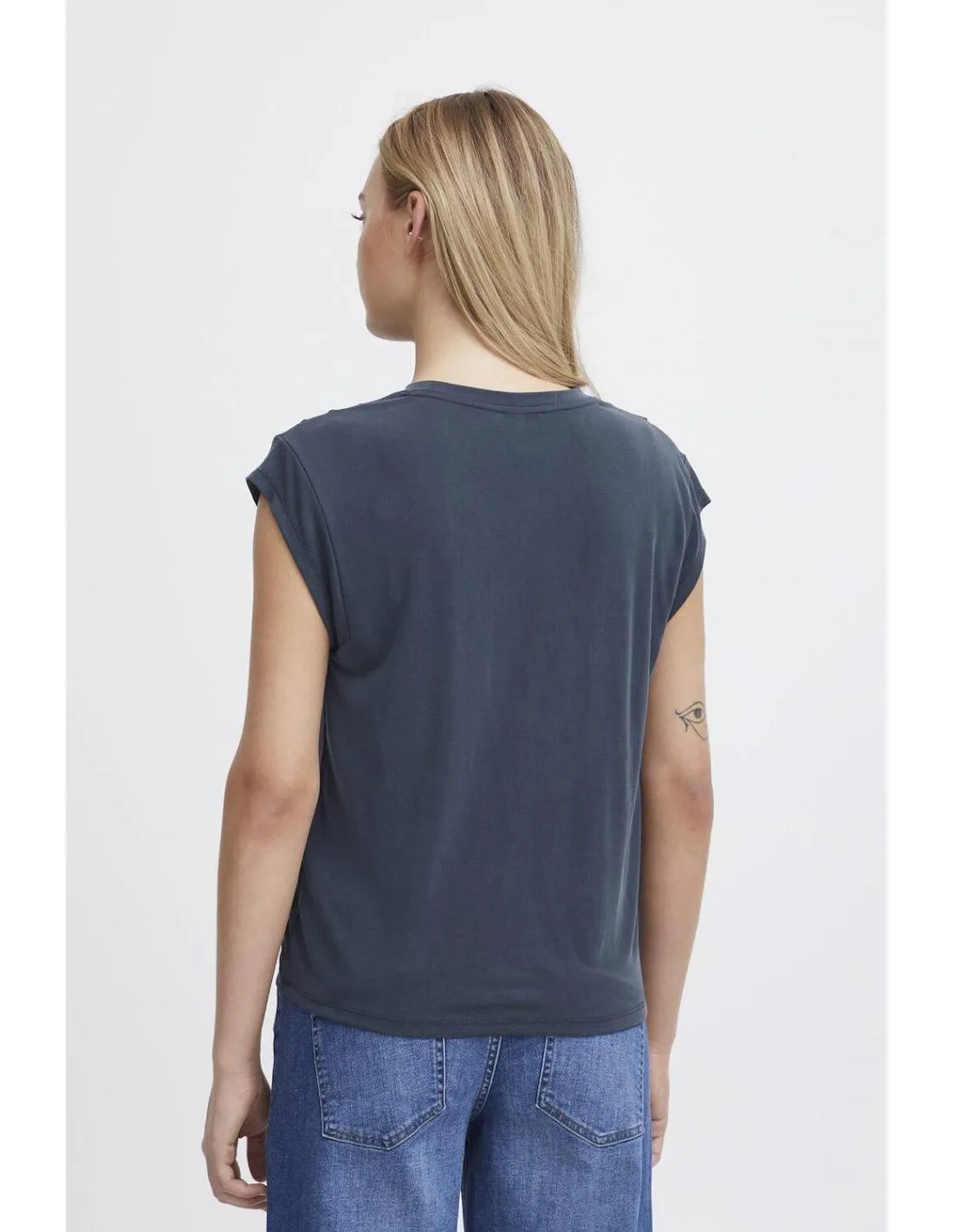 CAMISETA HOMBROS FRUNCIDOS AZUL ICHI LISKEN
