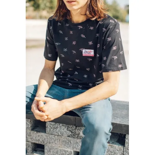 CAMISETA HYDROPONIC NIñO DIVERTIDA MANGA CORTA TSHIRT PINK HEAD BLACK REF. 21019Y01 PANTERA ROSA NEGRA