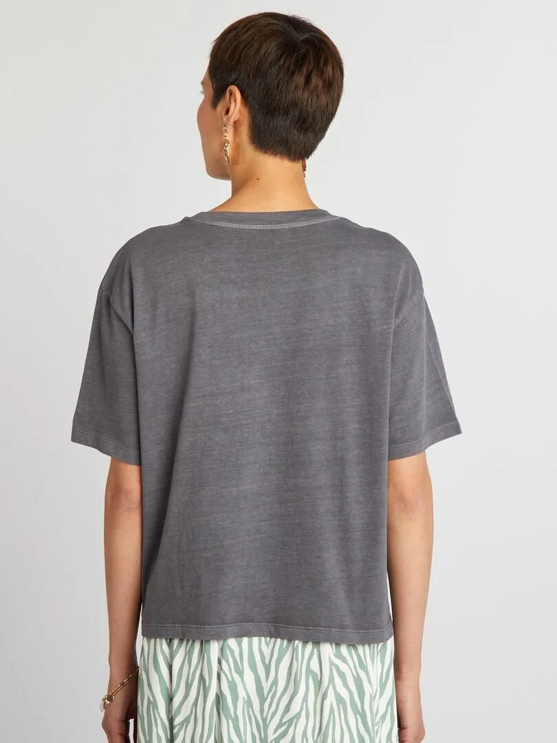 CAMISETA OVERSIZE DESCOLORIDA  NEGRO