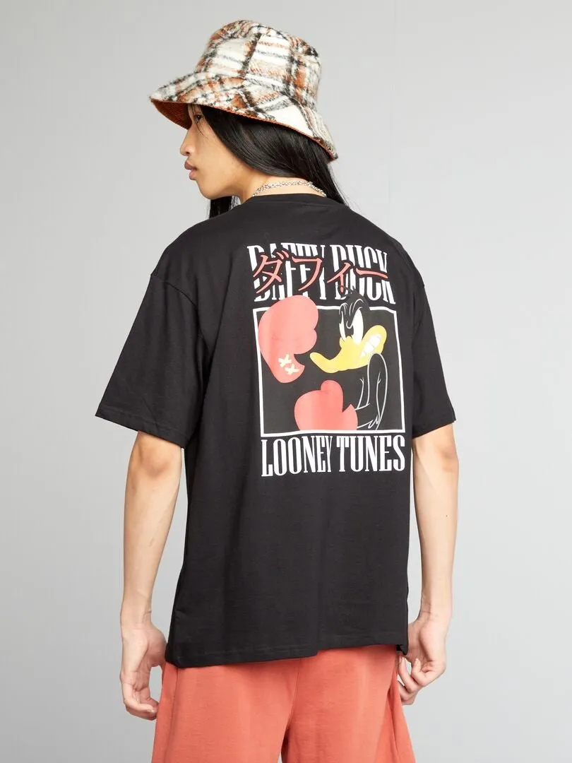 CAMISETA OVERSIZE 'LOONEY TUNES' CON CUELLO REDONDO  NEGRO