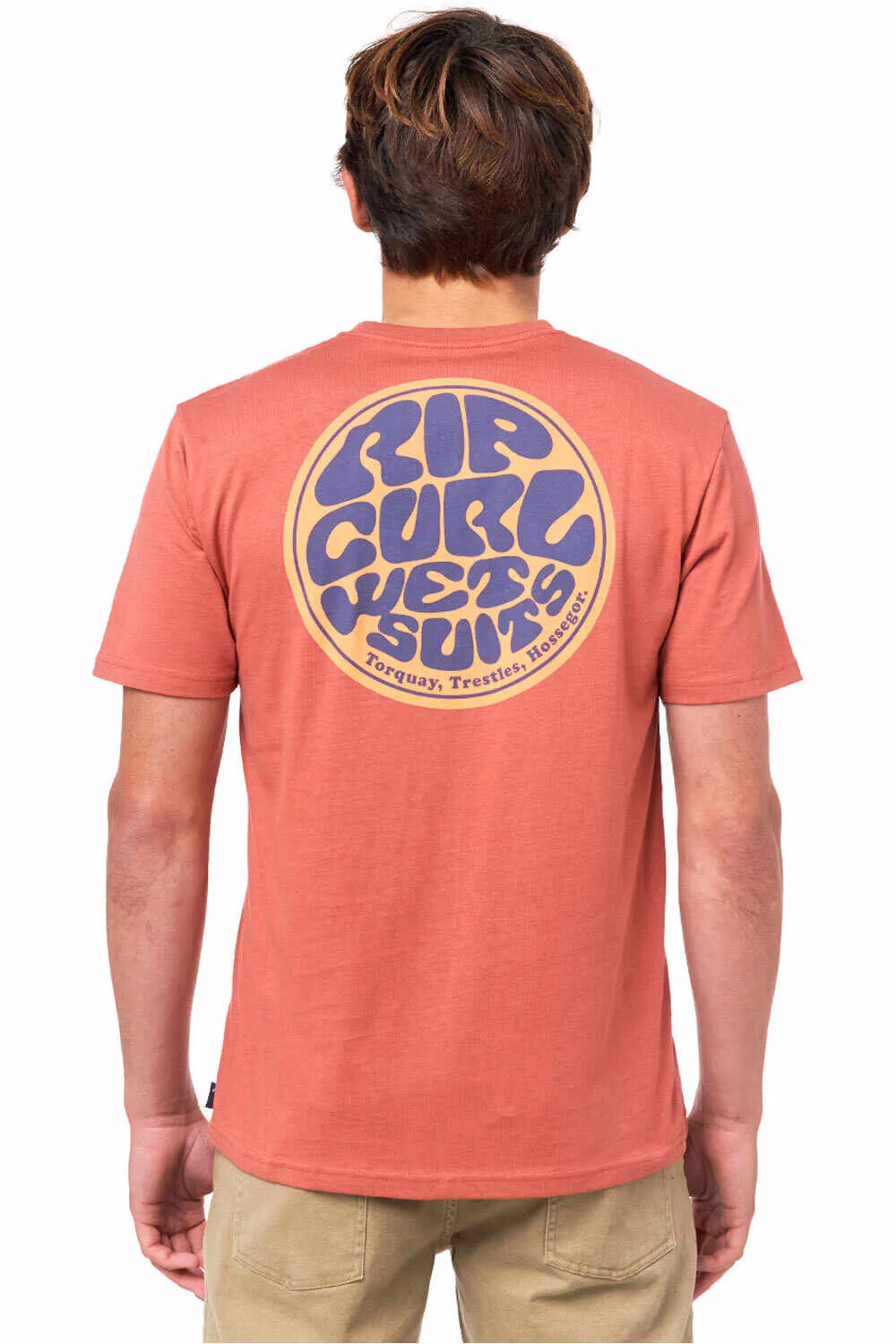 CAMISETA RIP CURL HOMBRE MANGA CORTA SURFERA PASSAGE SS TEE REF01VMTE DUSTY MUSHROOM NARANJA