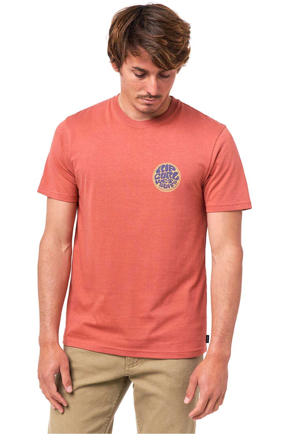 CAMISETA RIP CURL HOMBRE MANGA CORTA SURFERA PASSAGE SS TEE REF01VMTE DUSTY MUSHROOM NARANJA