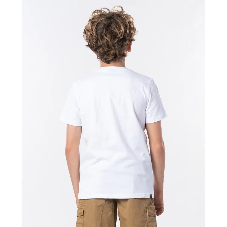 Camiseta RIP CURL manga corta niño surfera Block Pocket Short Sleeve Boy Optical White Ref. KTEQT4 blanca bolsillo pecho