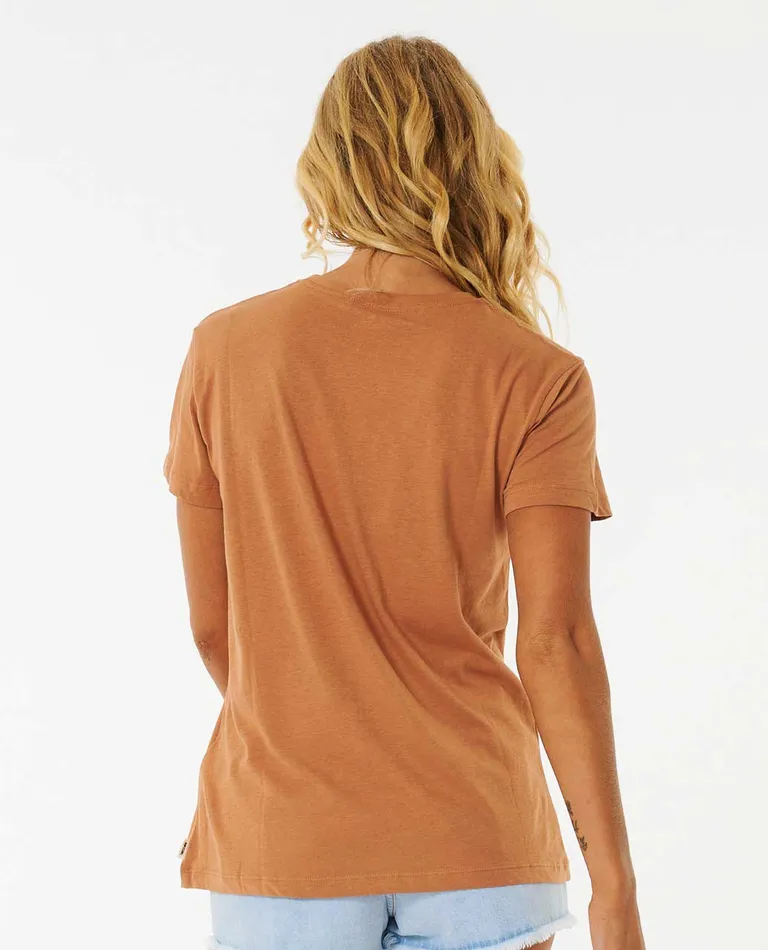 CAMISETA RIP CURL MANGA CORTA PARA MUJER GOOD WAVES STANDARD TEE REF.07DWTE LIGHT BROWNMARRóN