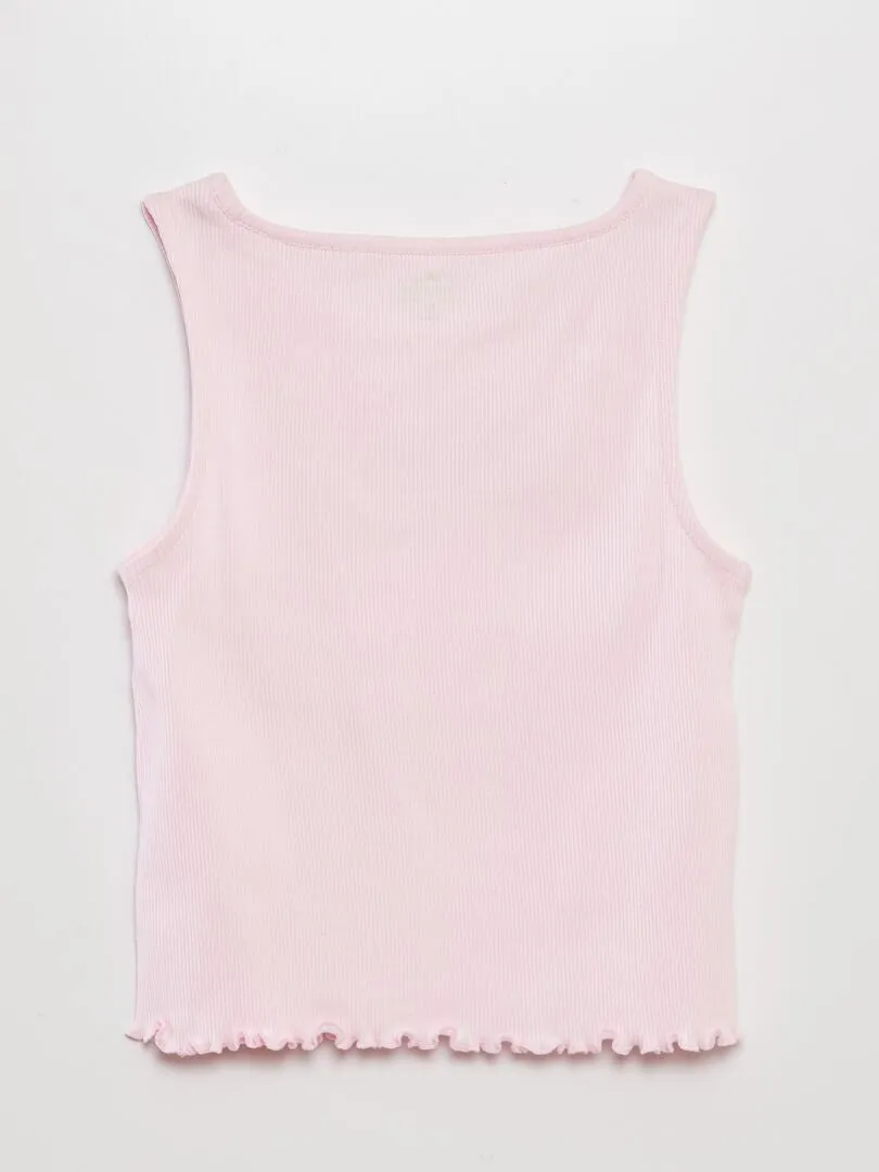 CAMISETA SIN MANGAS DE CANALé CON VOLANTES EN EL BORDE 'MINNIE'  ROSA