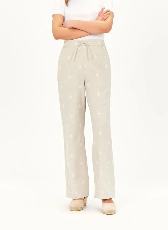 CAROLL PURE  PANTALóN RECTO ESTAMPADO DE ALGODóN MEZCLADO EN BEIGE