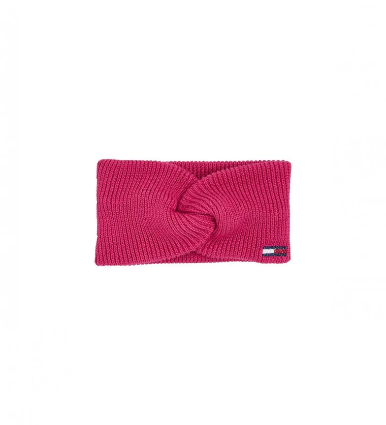 Cinta para el pelo de punto elástico con logo rosa