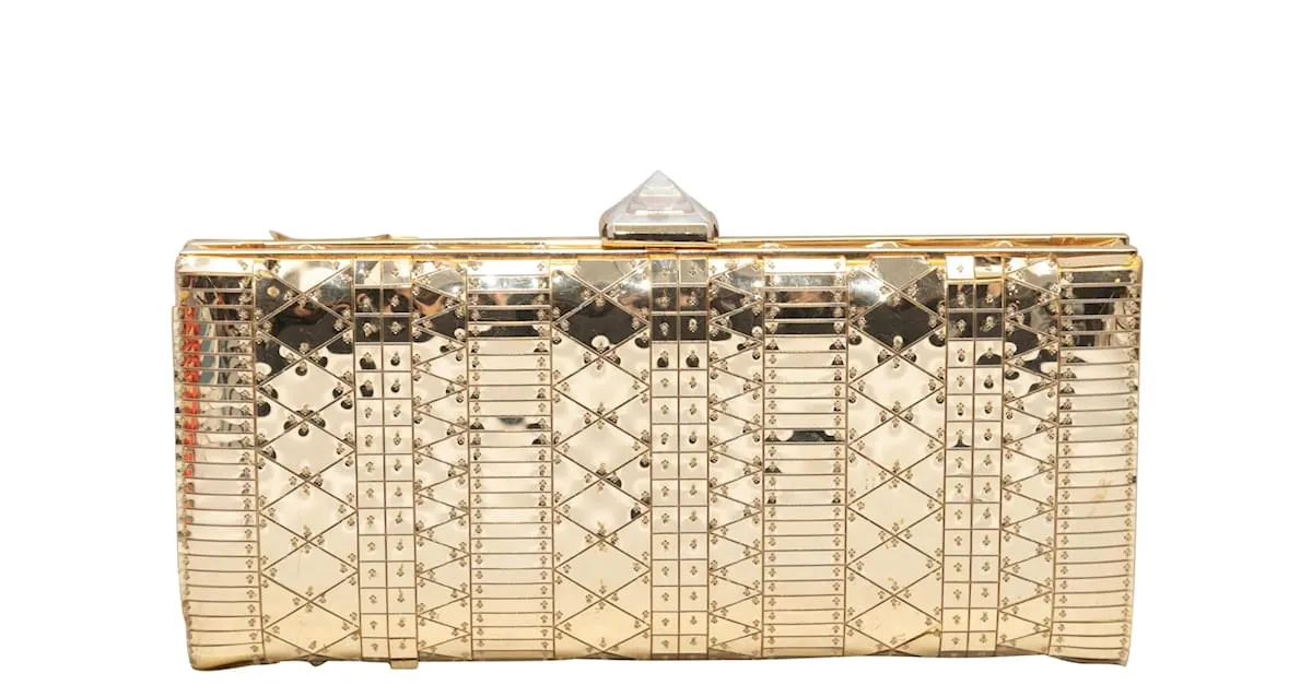 Clutch de marco duro en tono dorado Christian Louboutin 