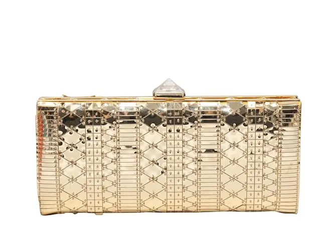 Clutch de marco duro en tono dorado Christian Louboutin 