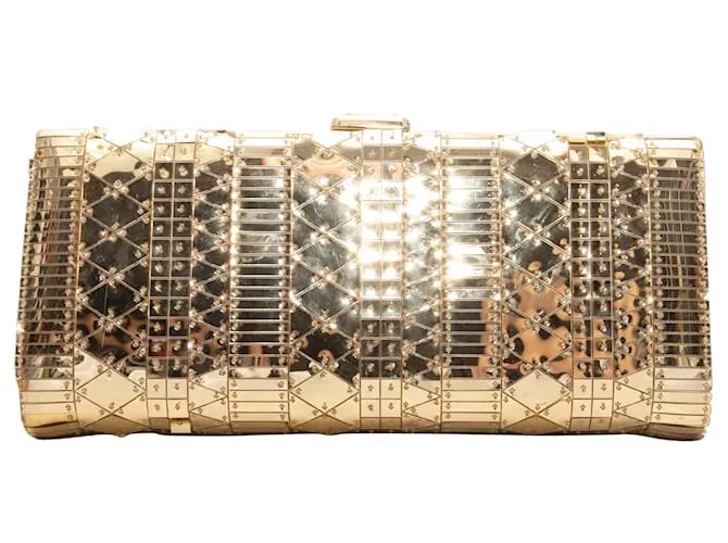 Clutch de marco duro en tono dorado Christian Louboutin 