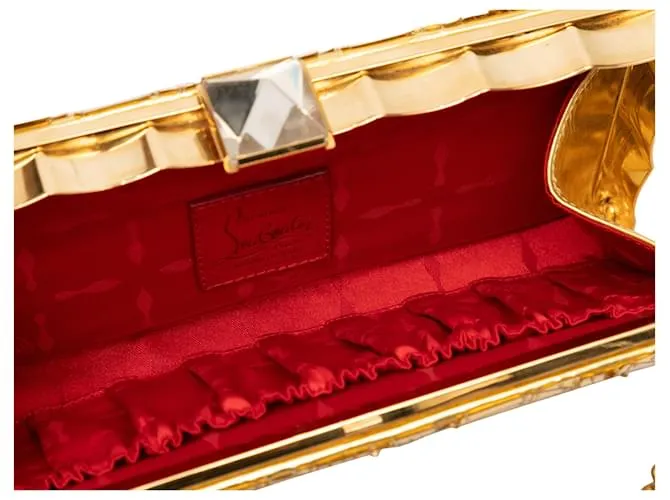 Clutch de marco duro en tono dorado Christian Louboutin 