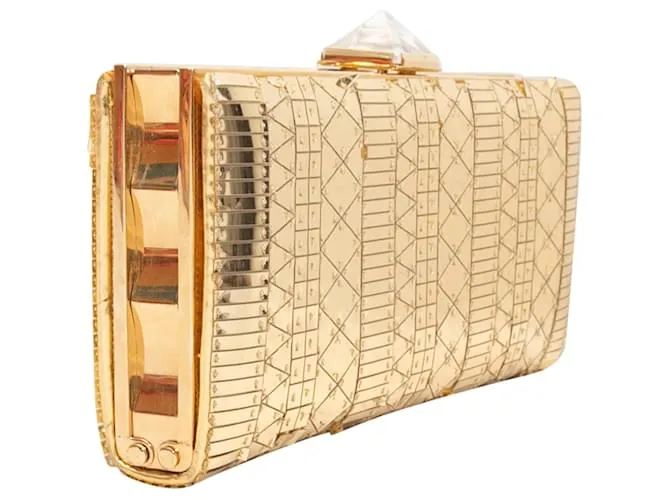 Clutch de marco duro en tono dorado Christian Louboutin 