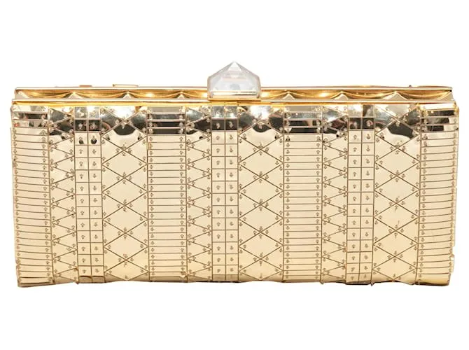 Clutch de marco duro en tono dorado Christian Louboutin 