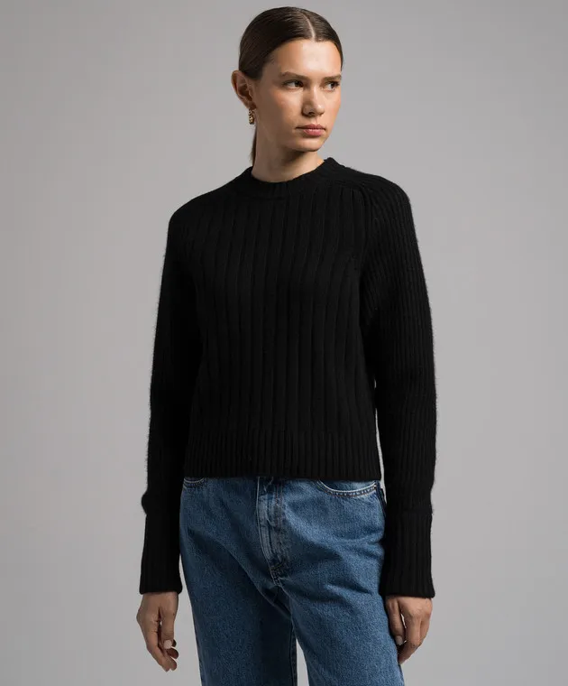 CO Black ribbed wool and cashmere sweater
