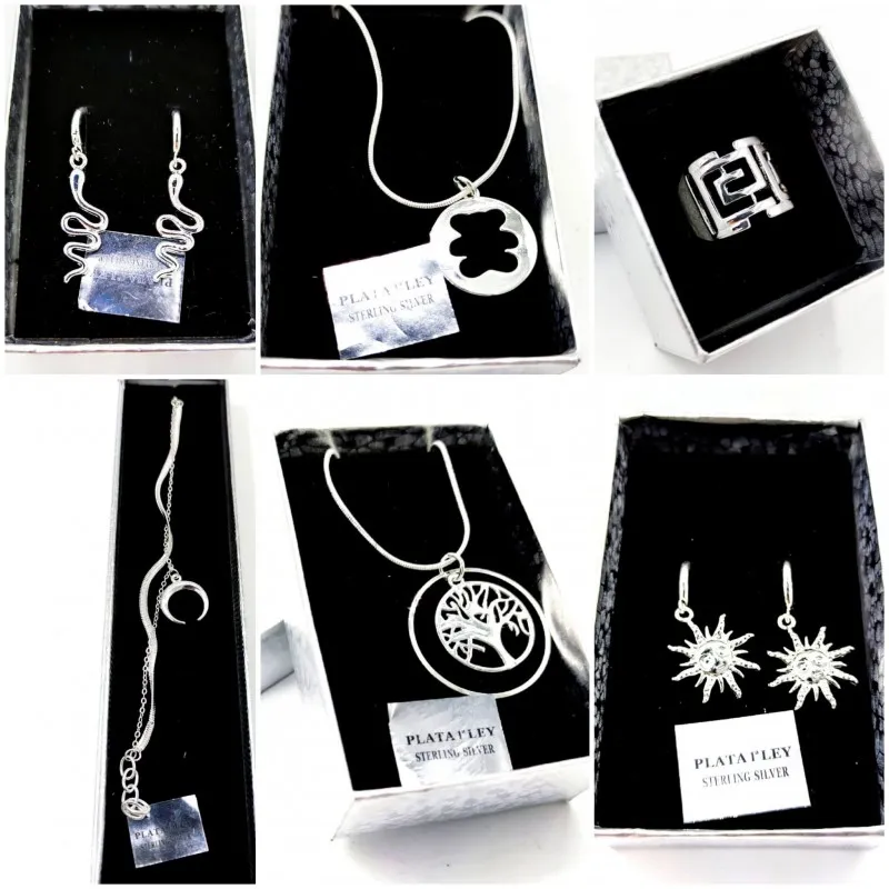 Collares Pendientes Anillos Pulseras bañado plata 925 lote surtido