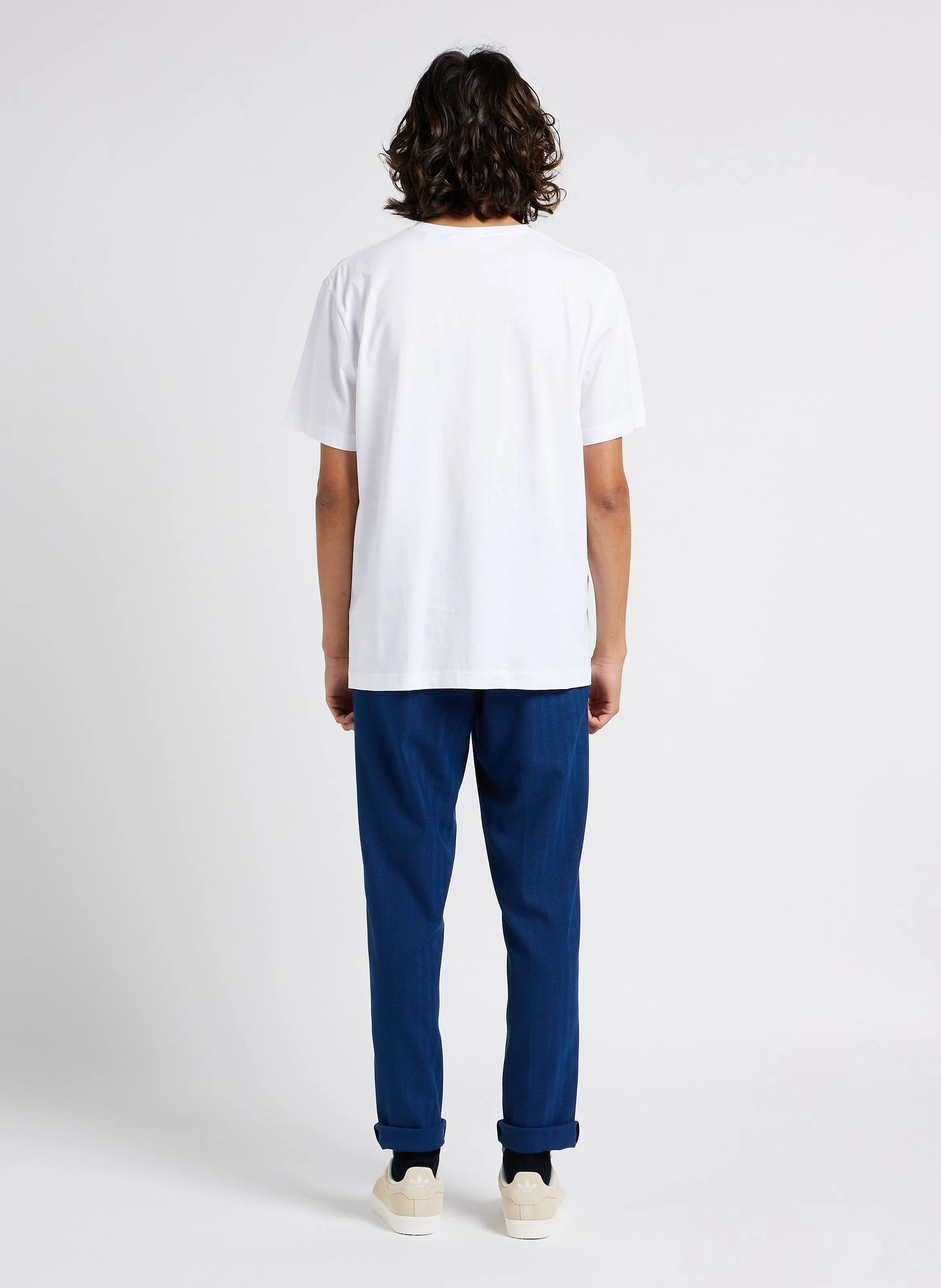 COMO  PANTALóN RECTO CON MOTIVO DE ESPIGAS EN AZUL