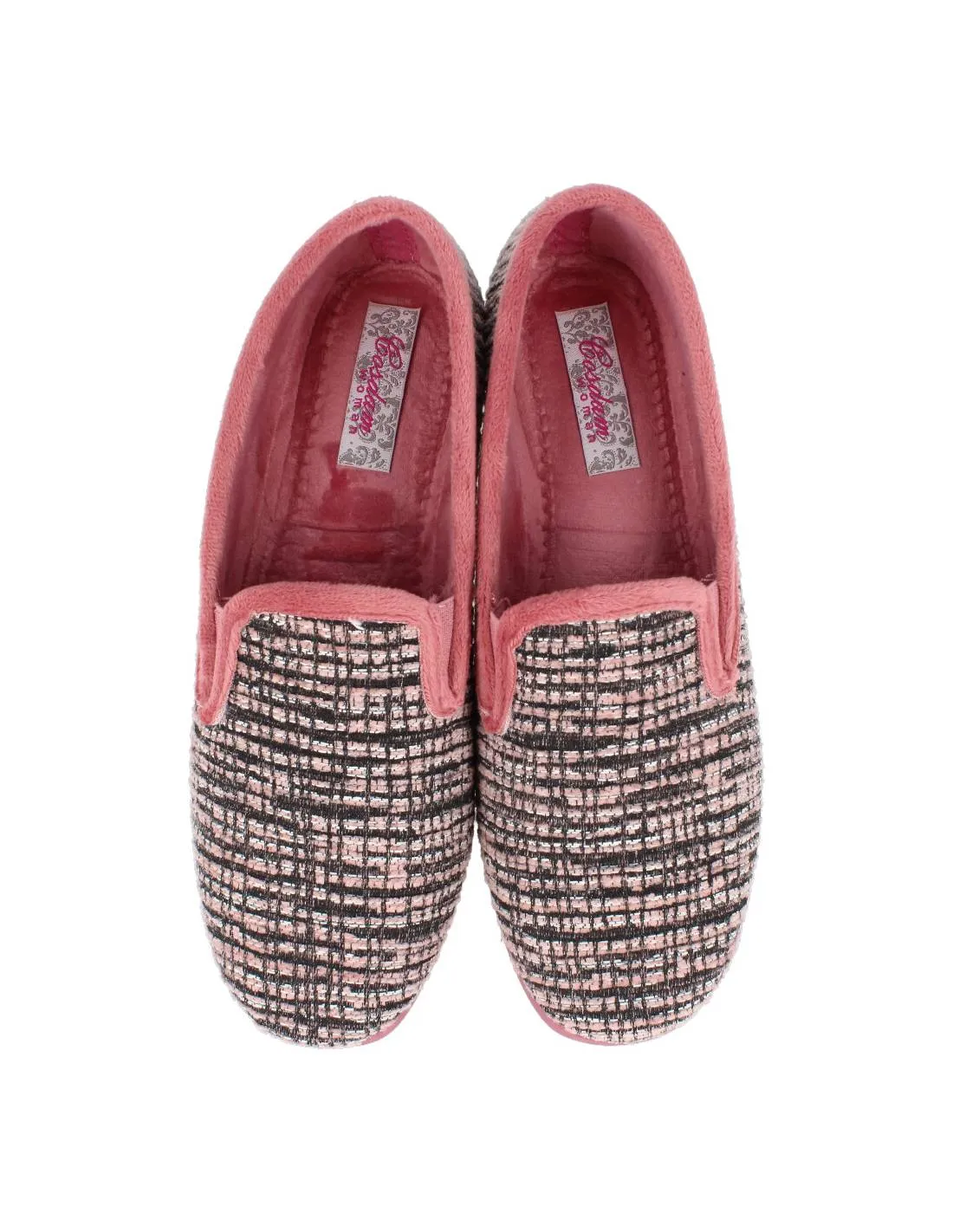 COSDAM  ZAPATILLA CASA CUñA CERRADA CUADROS ROSA