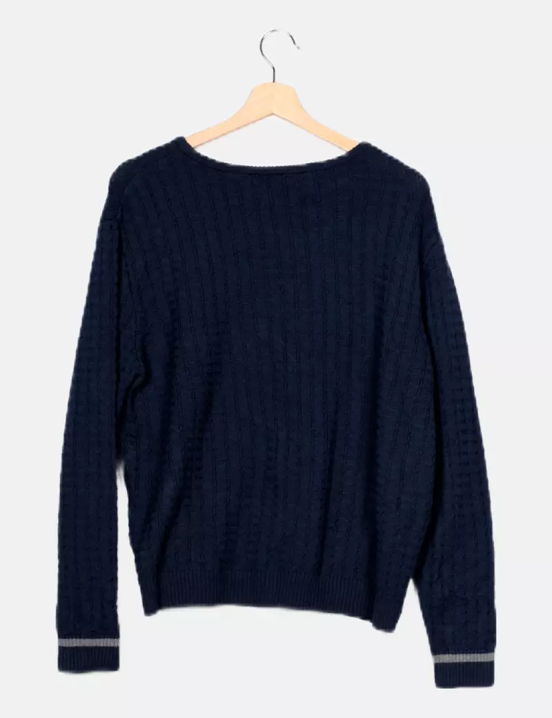 EMES Jersey de punto azul marino