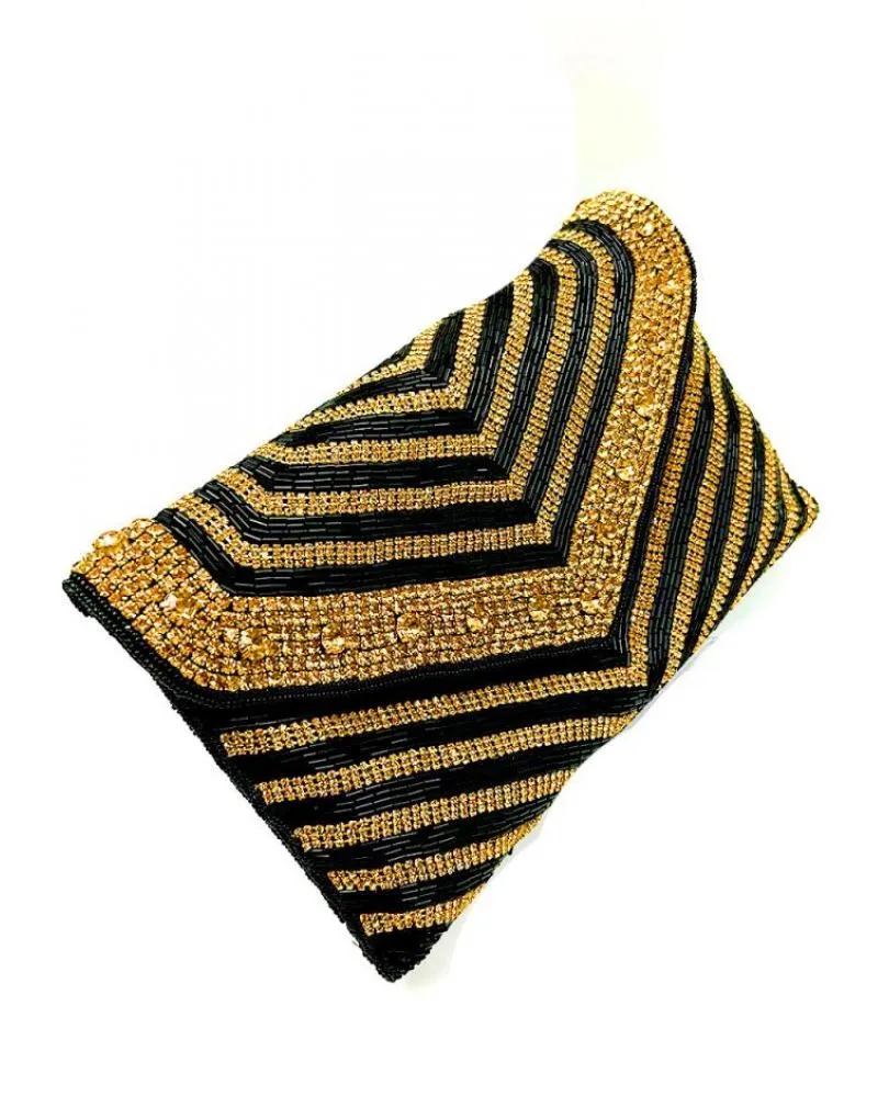 EXQUISITOS BOLSOS DE FIESTA NEGROS Y DORADOS CARTERA JOYA