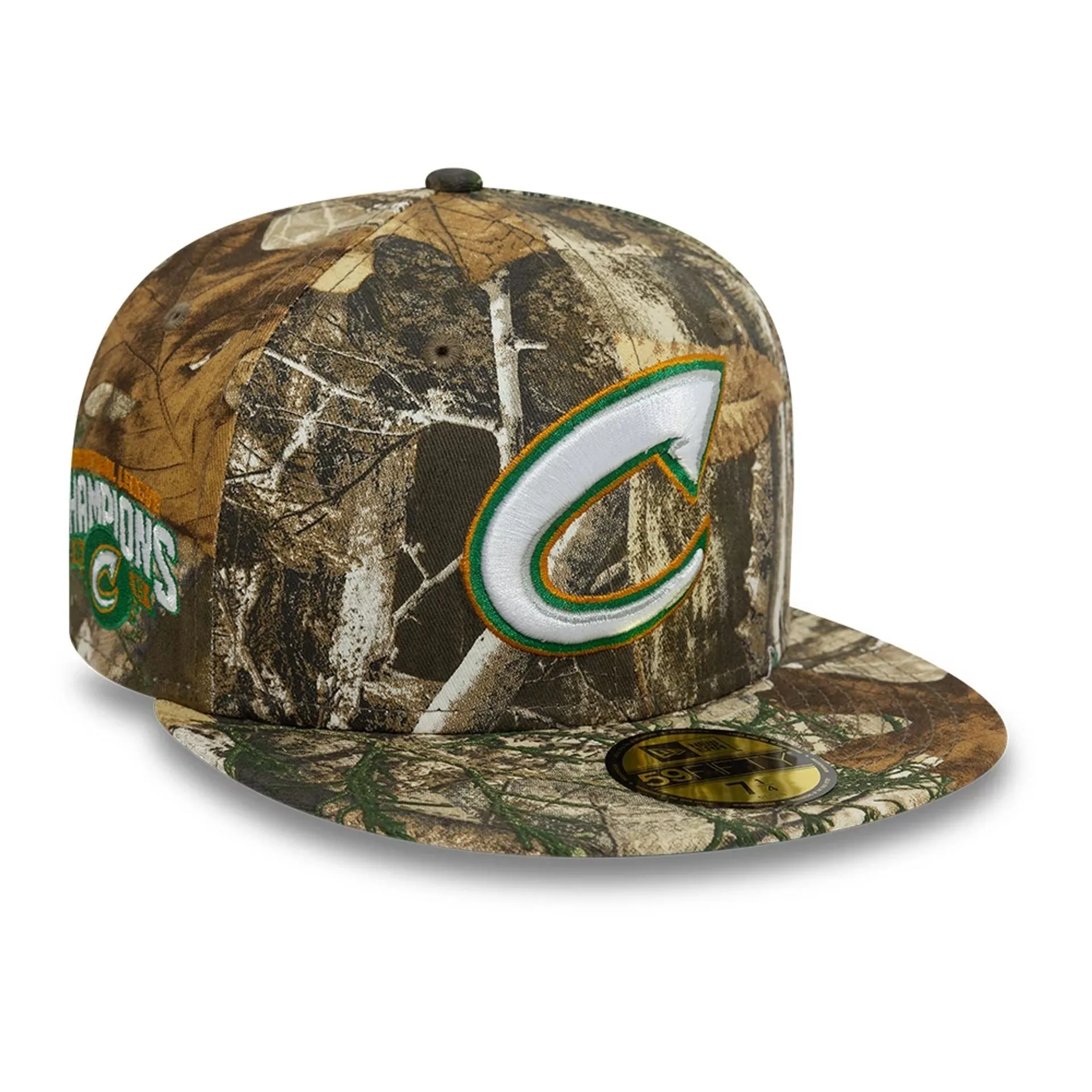 Gorra ajustada Columbus Clippers Real Tree con estampado completo en tonos caqui 59FIFTY.