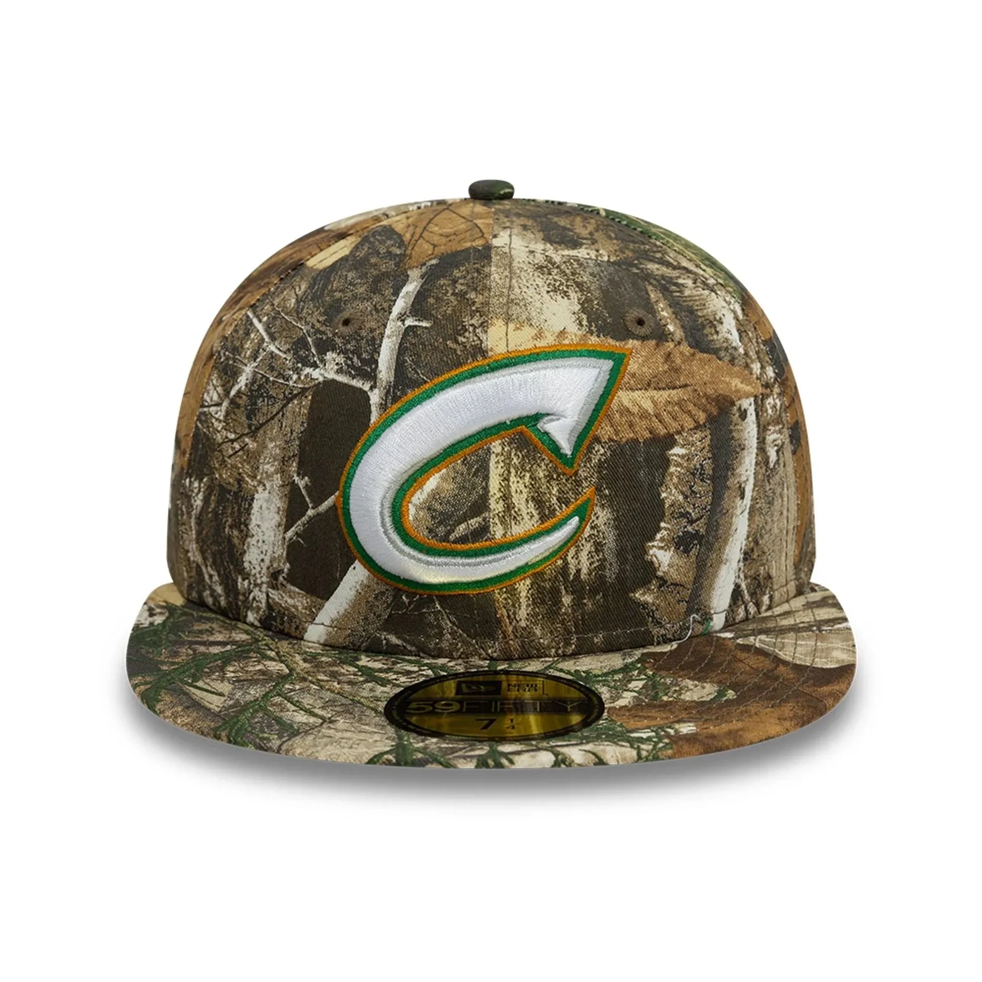 Gorra ajustada Columbus Clippers Real Tree con estampado completo en tonos caqui 59FIFTY.