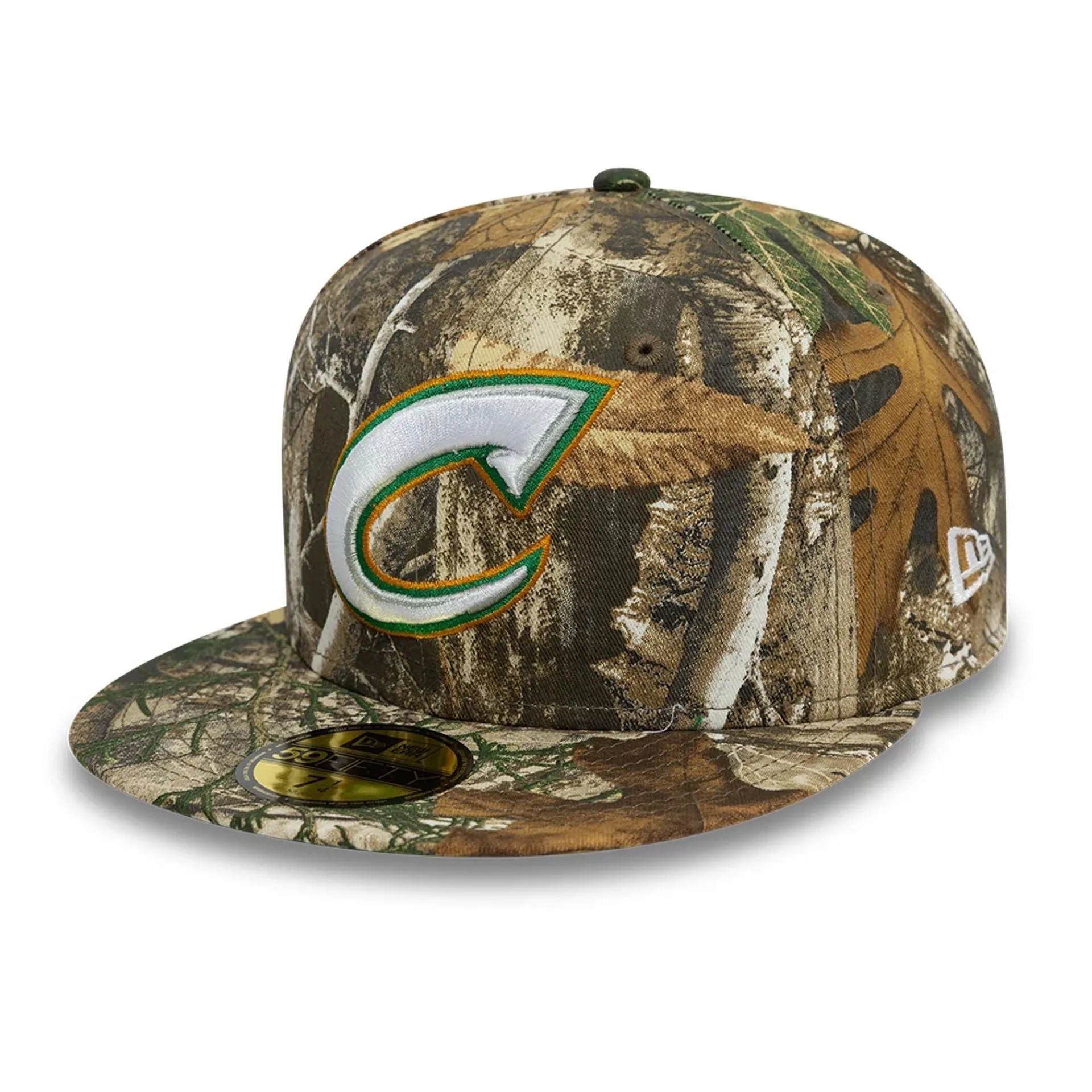 Gorra ajustada Columbus Clippers Real Tree con estampado completo en tonos caqui 59FIFTY.