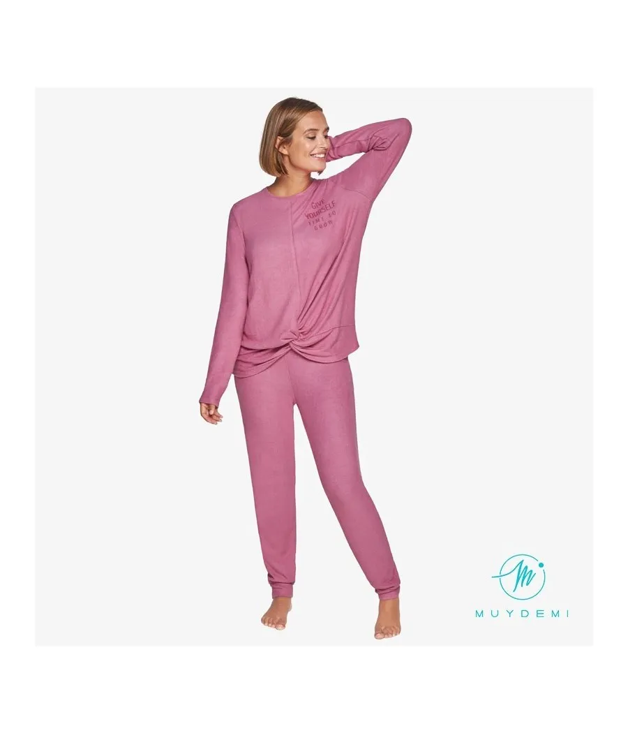 Homewear Pijama mujer invierno Muidemi rosa punto