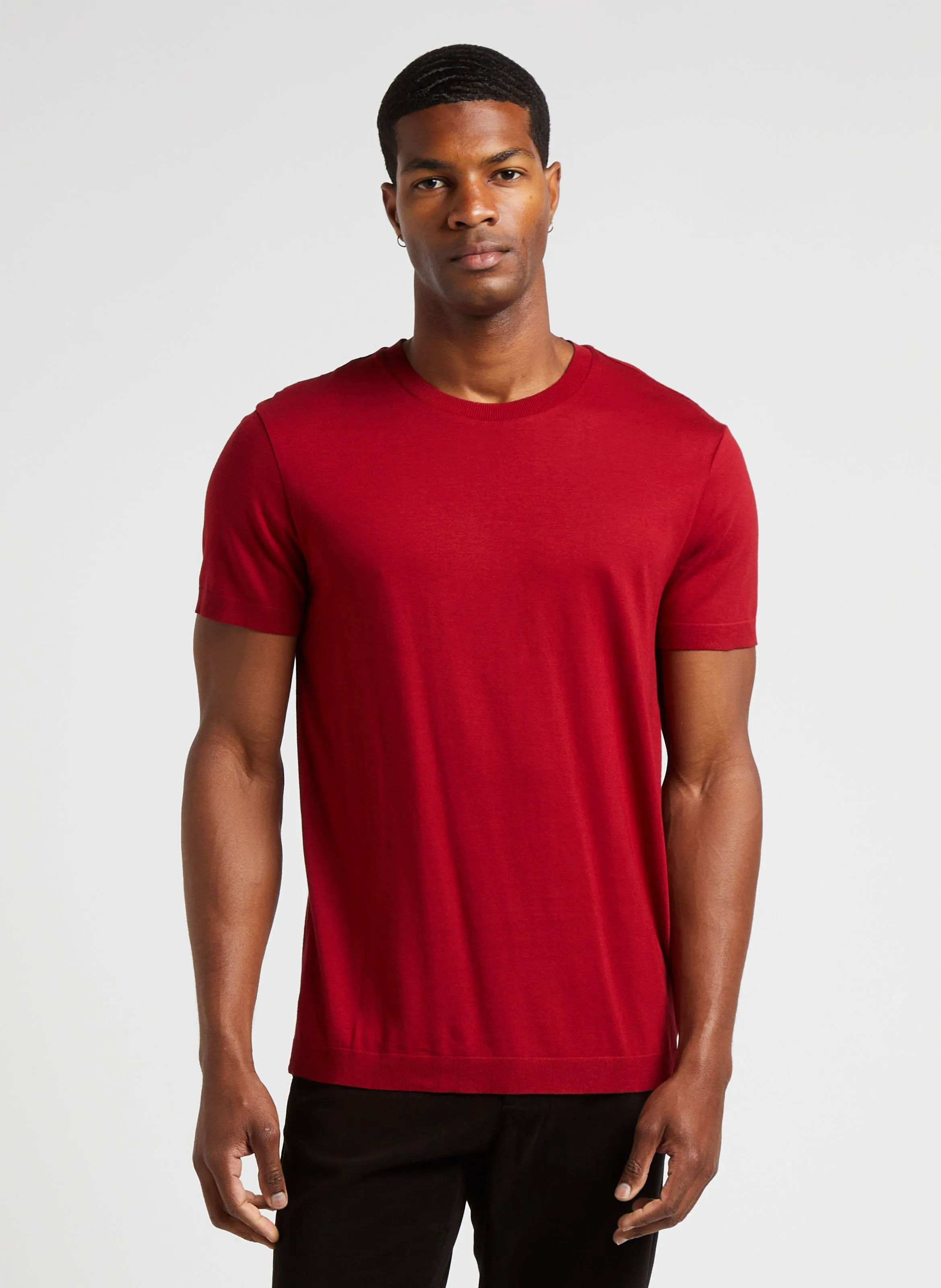 IKKS Camiseta de cuello redondo de algodón elástico en rojo