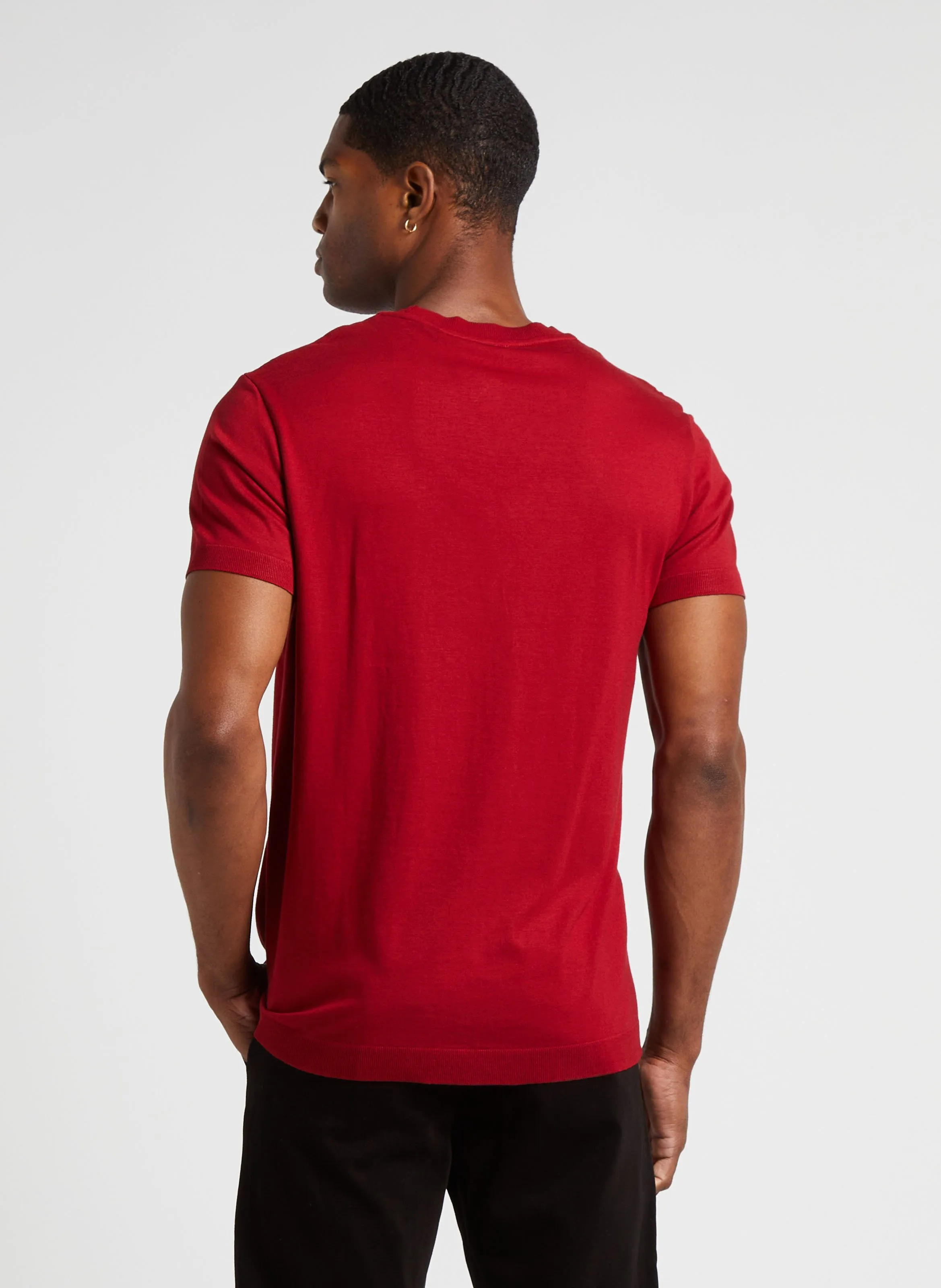 IKKS Camiseta de cuello redondo de algodón elástico en rojo
