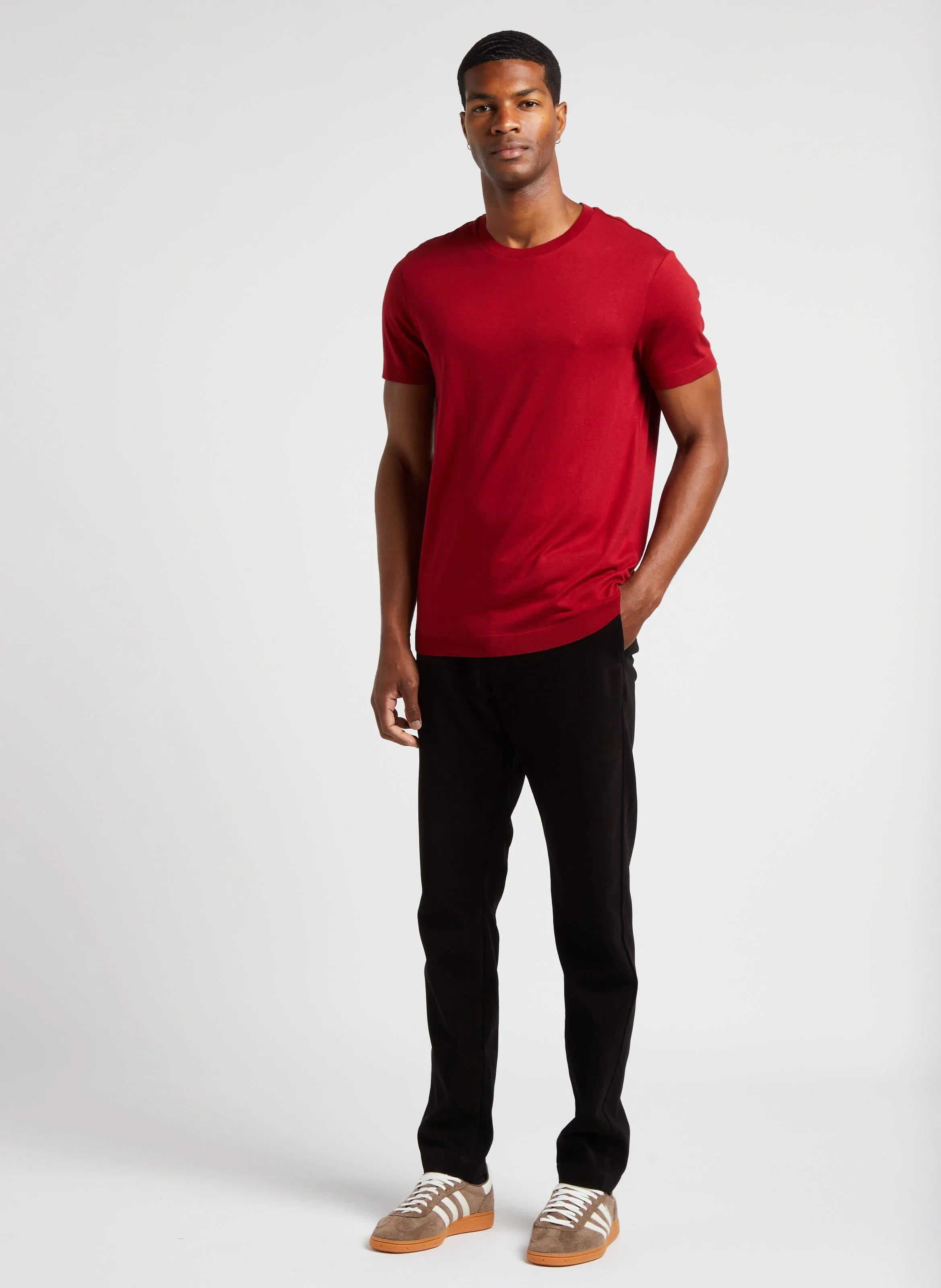 IKKS Camiseta de cuello redondo de algodón elástico en rojo