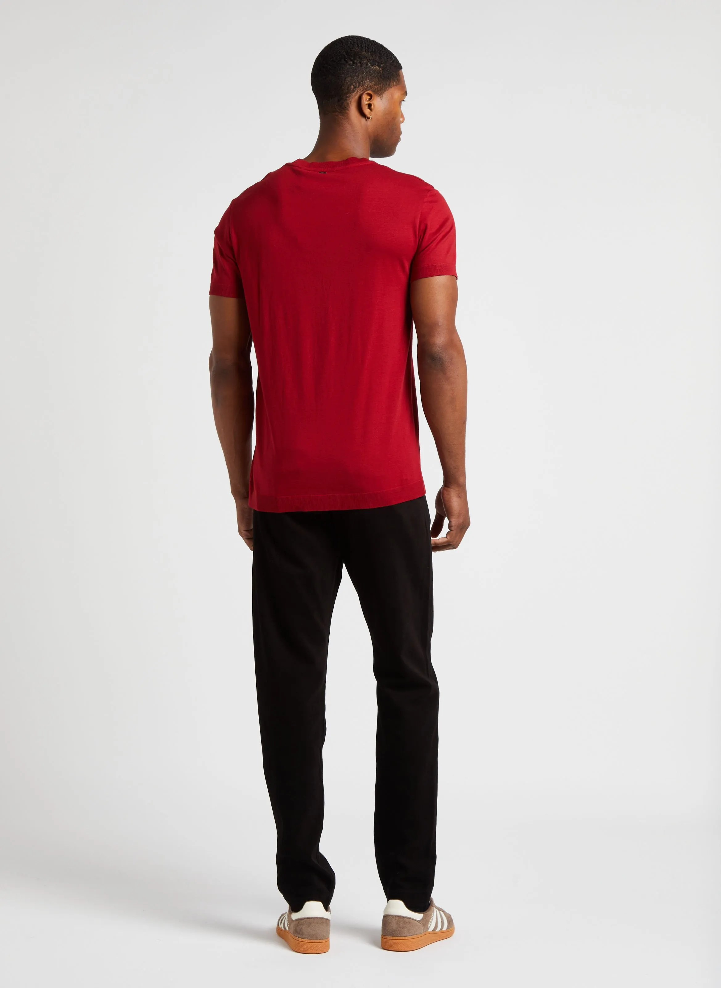IKKS Camiseta de cuello redondo de algodón elástico en rojo
