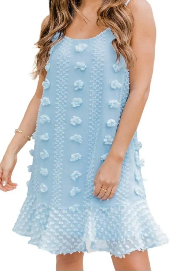Jacquard volante y pompones vestido suelto
