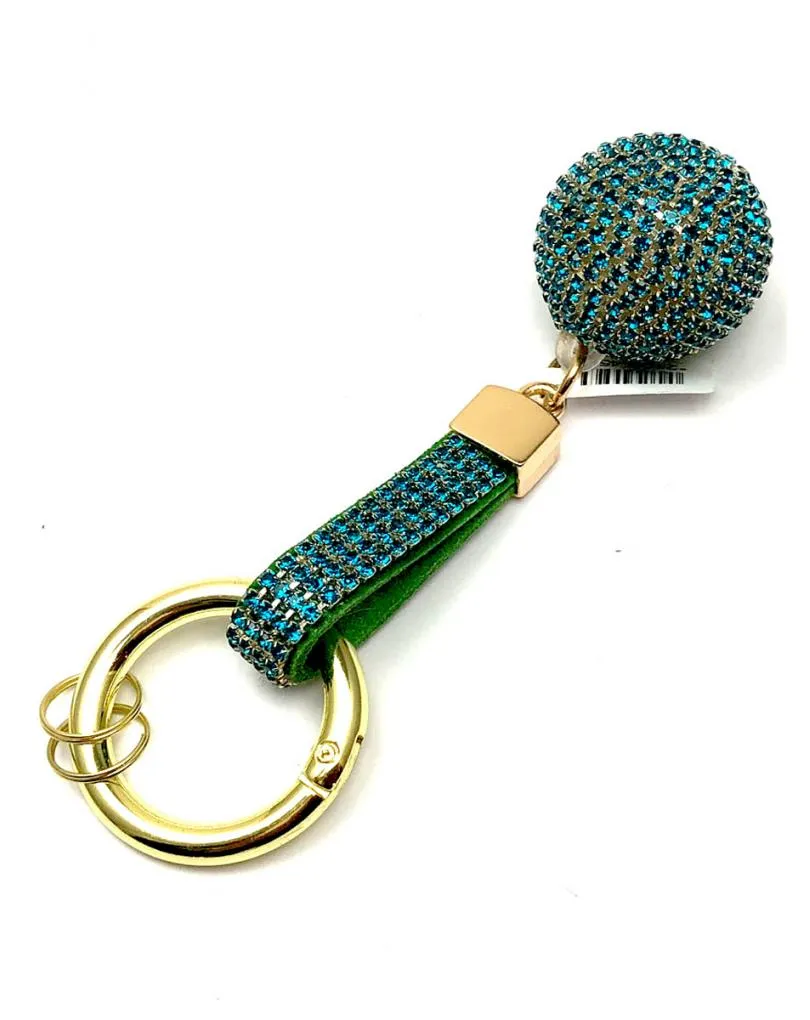 LLAVEROS TURQUESAS CON BOLITA DE CRISTAL PARA DECORAR BOLSOS