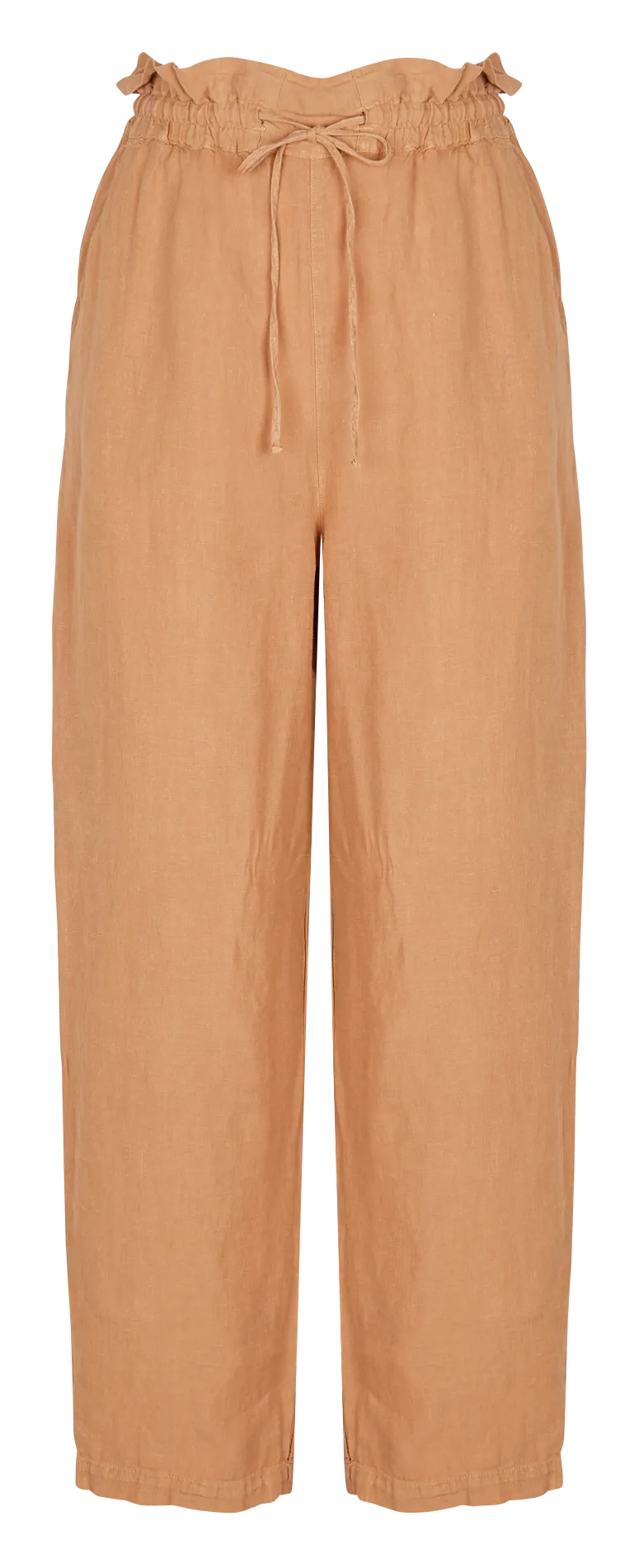 LONG BEACH  PANTALóN TAPERED DE LINO EN MARRON