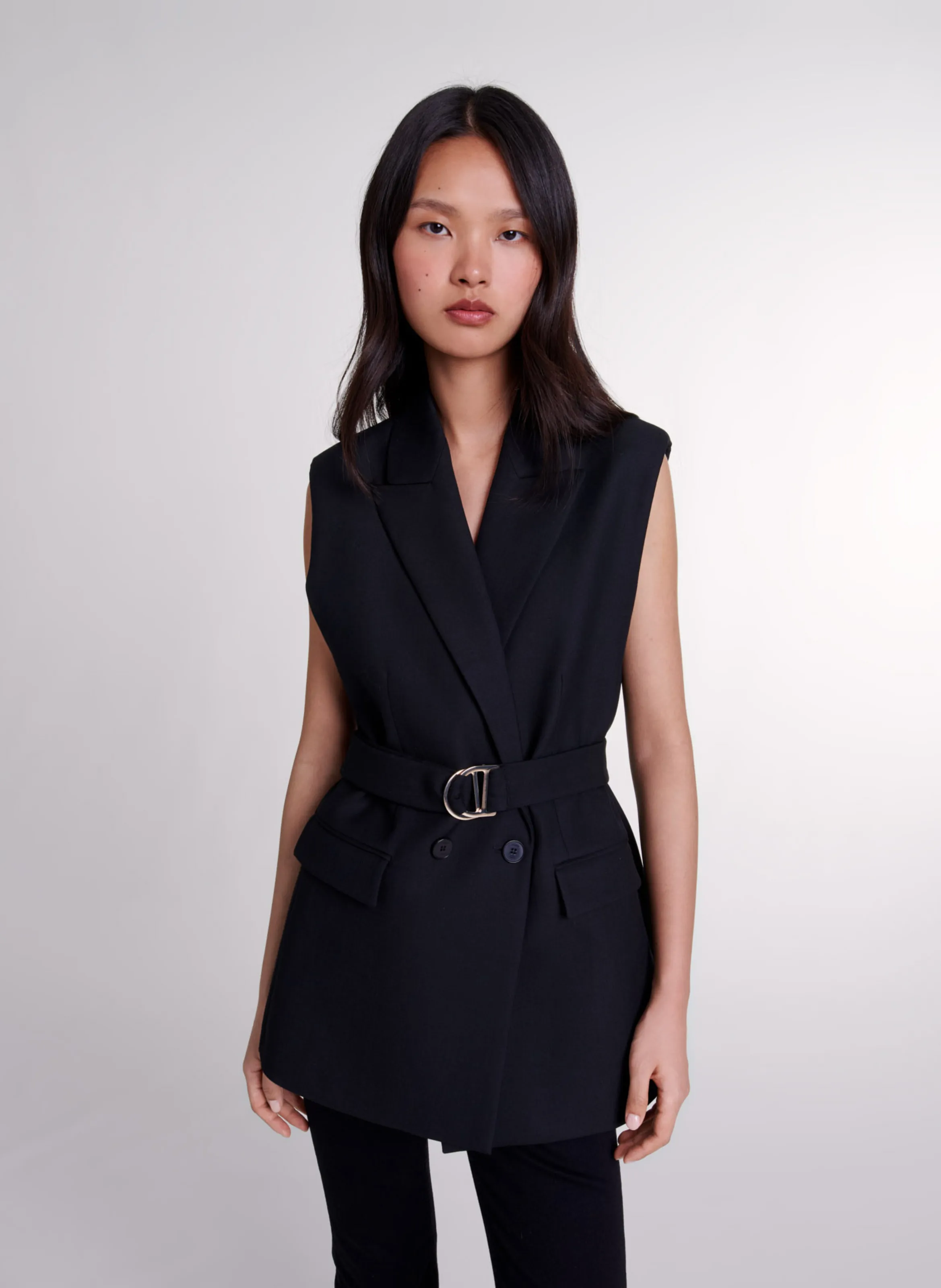 MAJE Chaqueta recta de sastre en negro