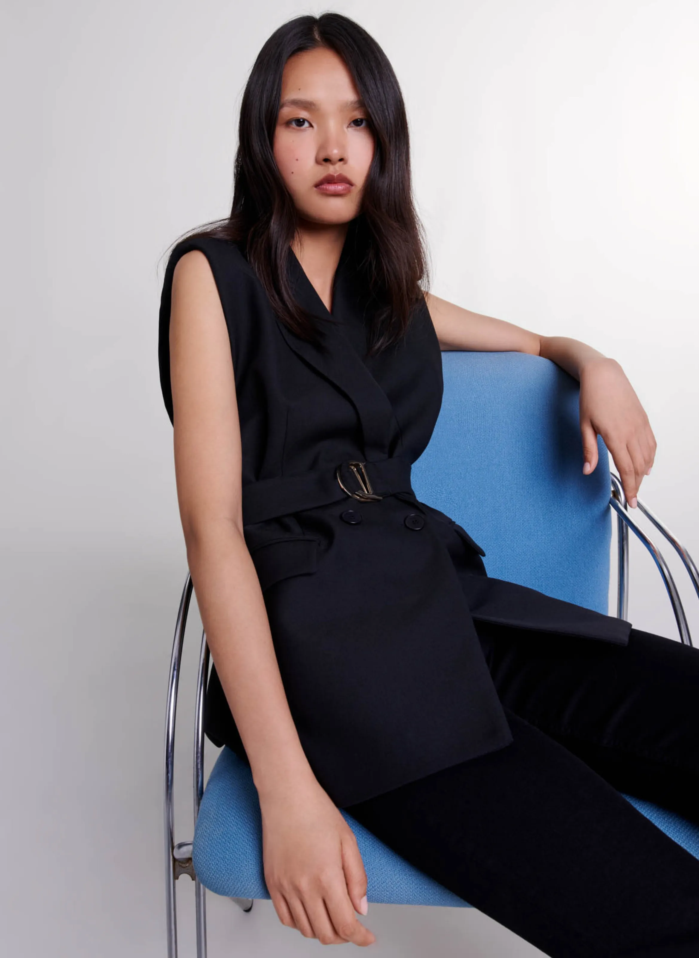 MAJE Chaqueta recta de sastre en negro