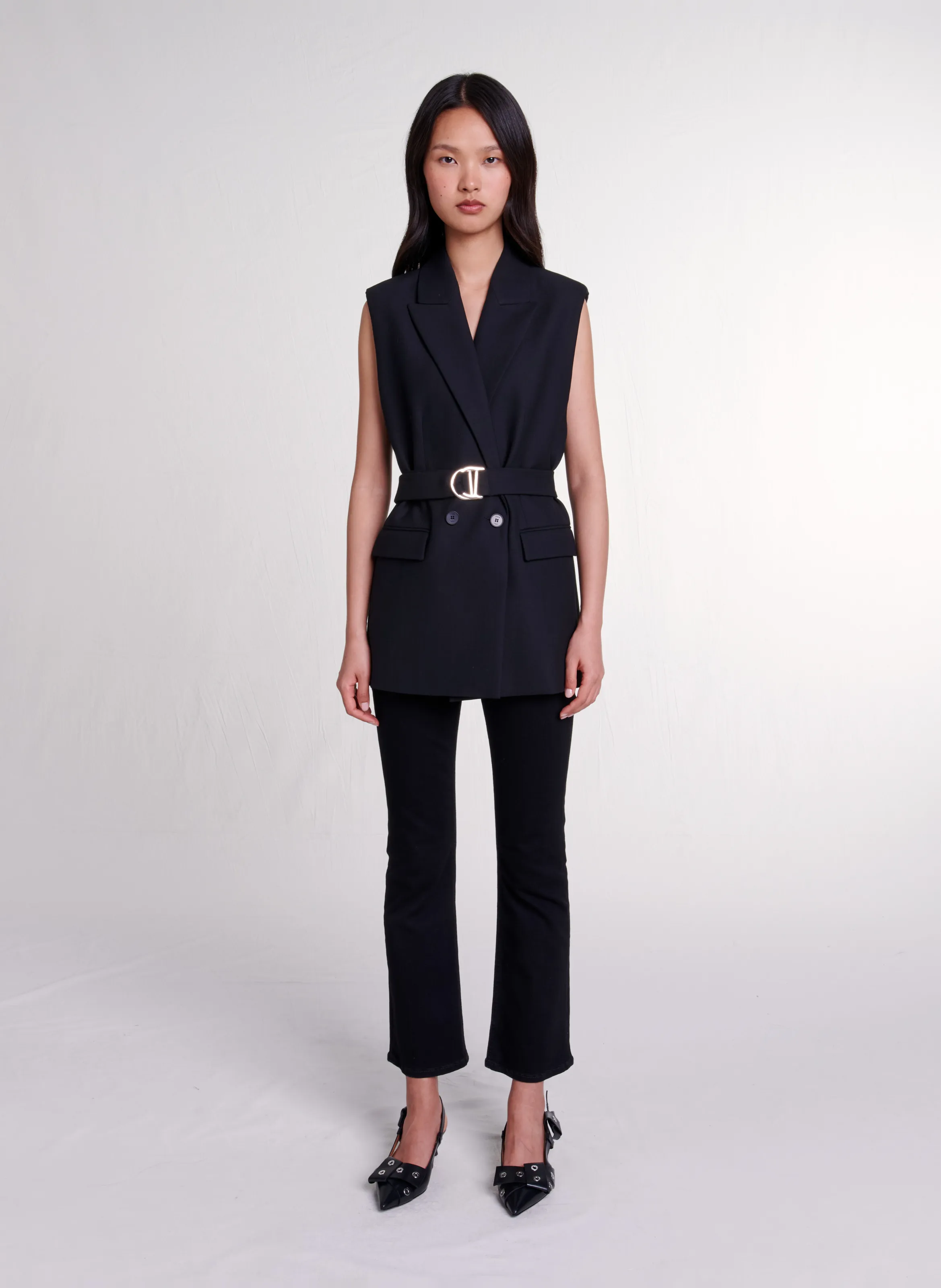MAJE Chaqueta recta de sastre en negro