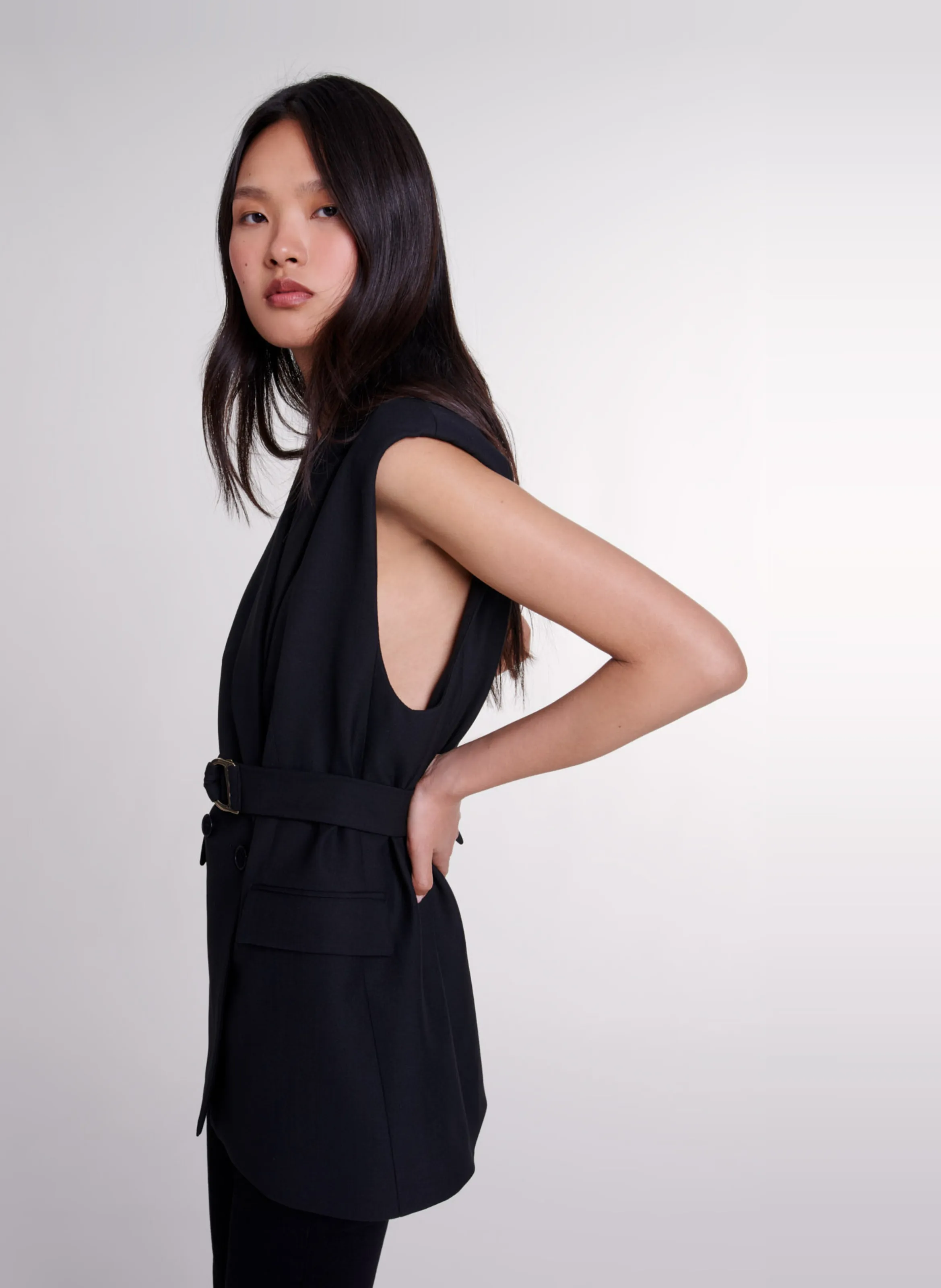 MAJE Chaqueta recta de sastre en negro