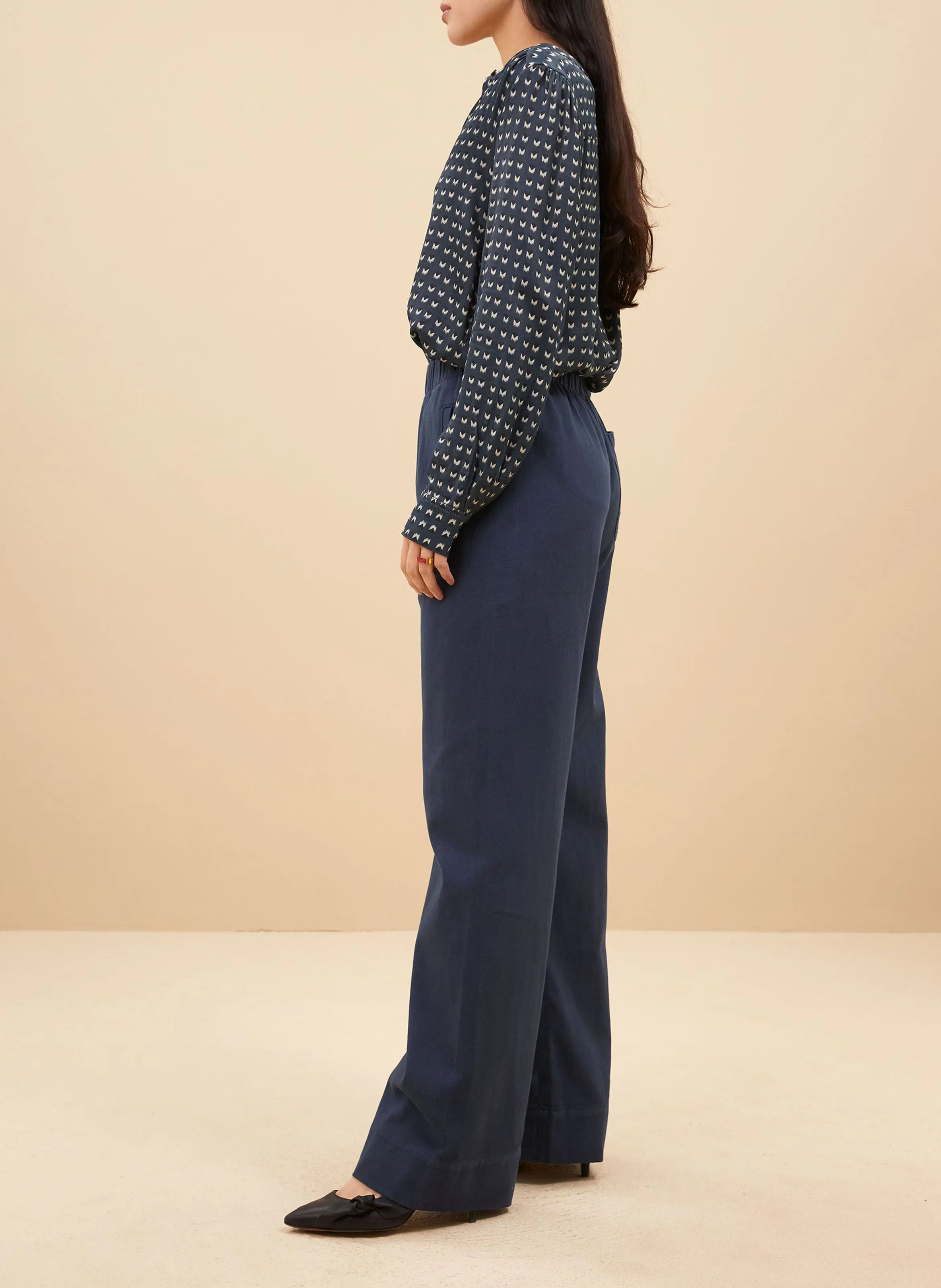 MEES  PANTALóN RECTO DE PANA DE ALGODóN EN AZUL