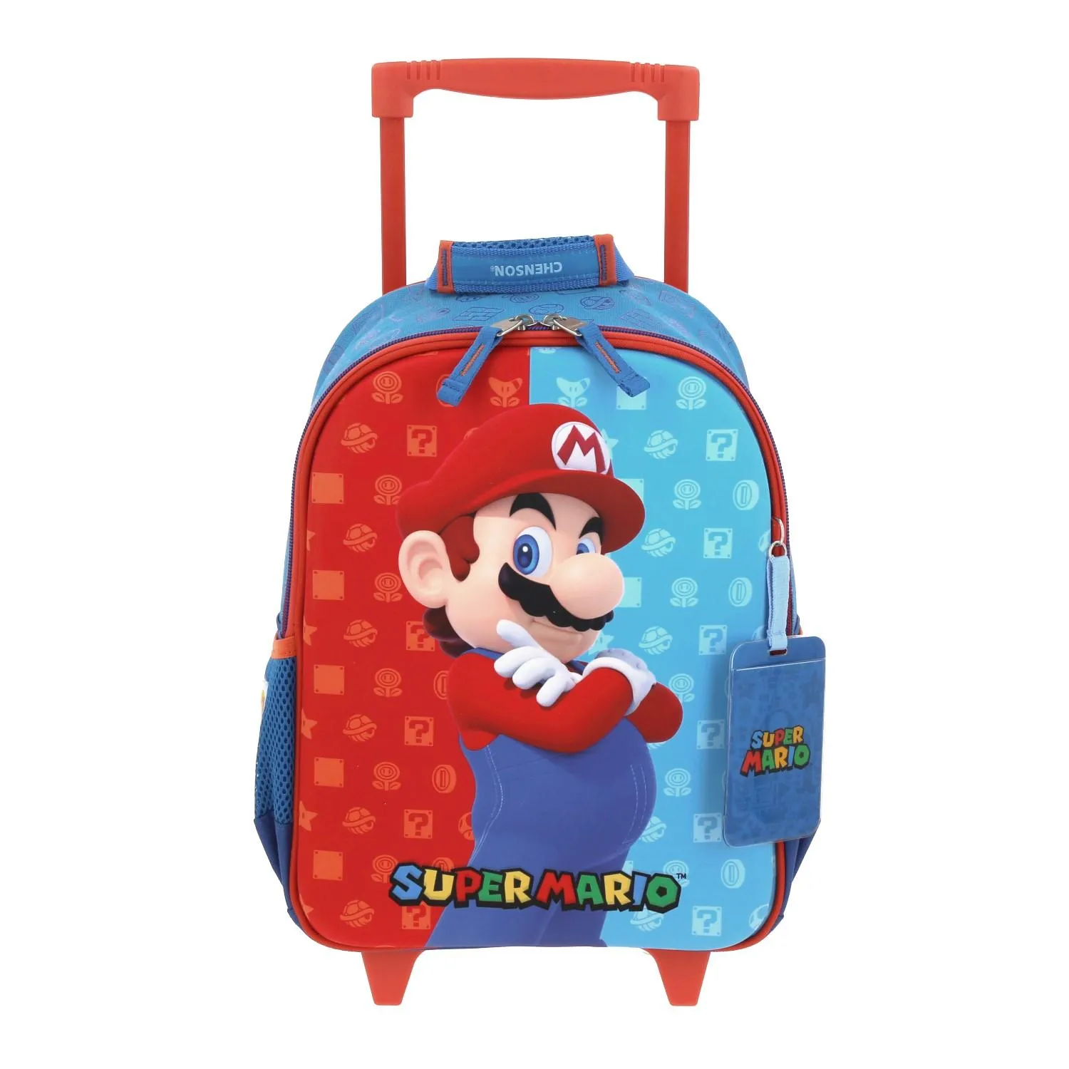 Mochila Con Ruedas Azul Mario Bros Para Nio Chenson Dulp