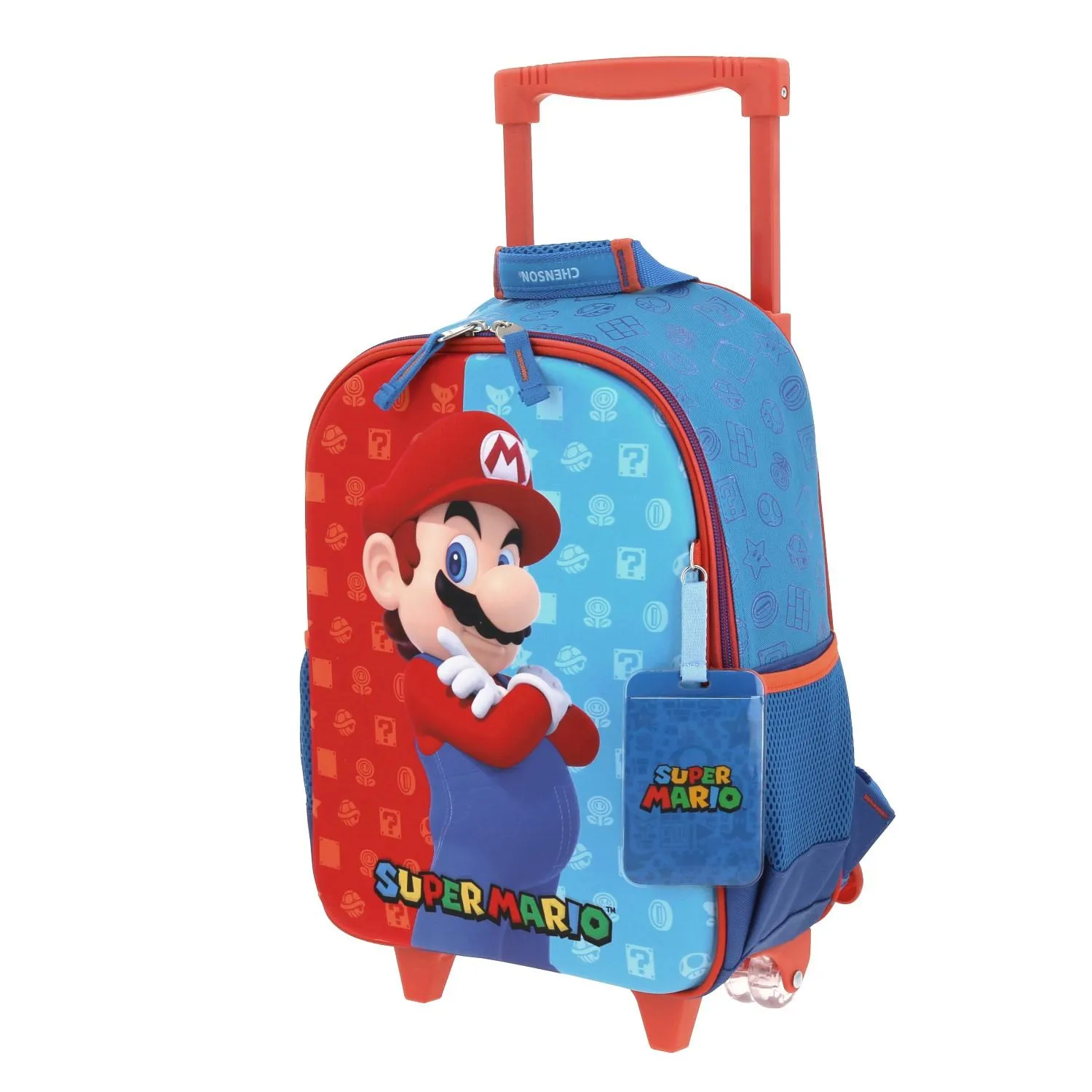 Mochila Con Ruedas Azul Mario Bros Para Nio Chenson Dulp