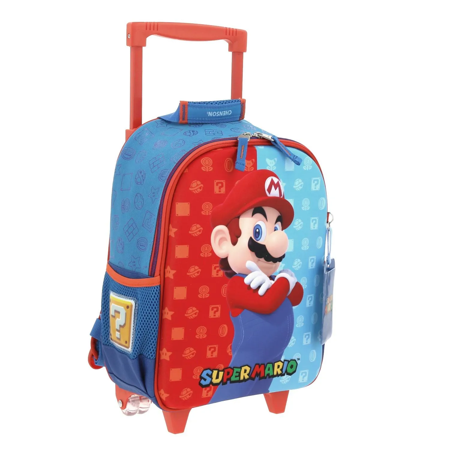 Mochila Con Ruedas Azul Mario Bros Para Nio Chenson Dulp