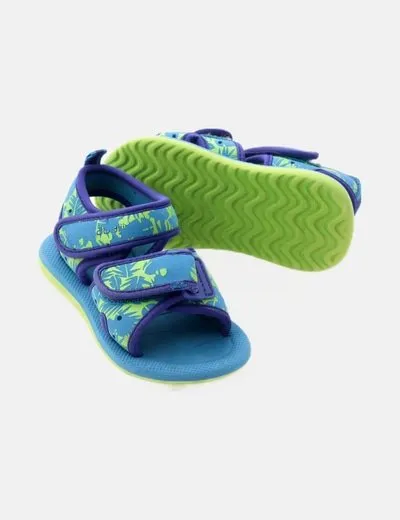 NoName Sandalia azul estampado tropical combinada