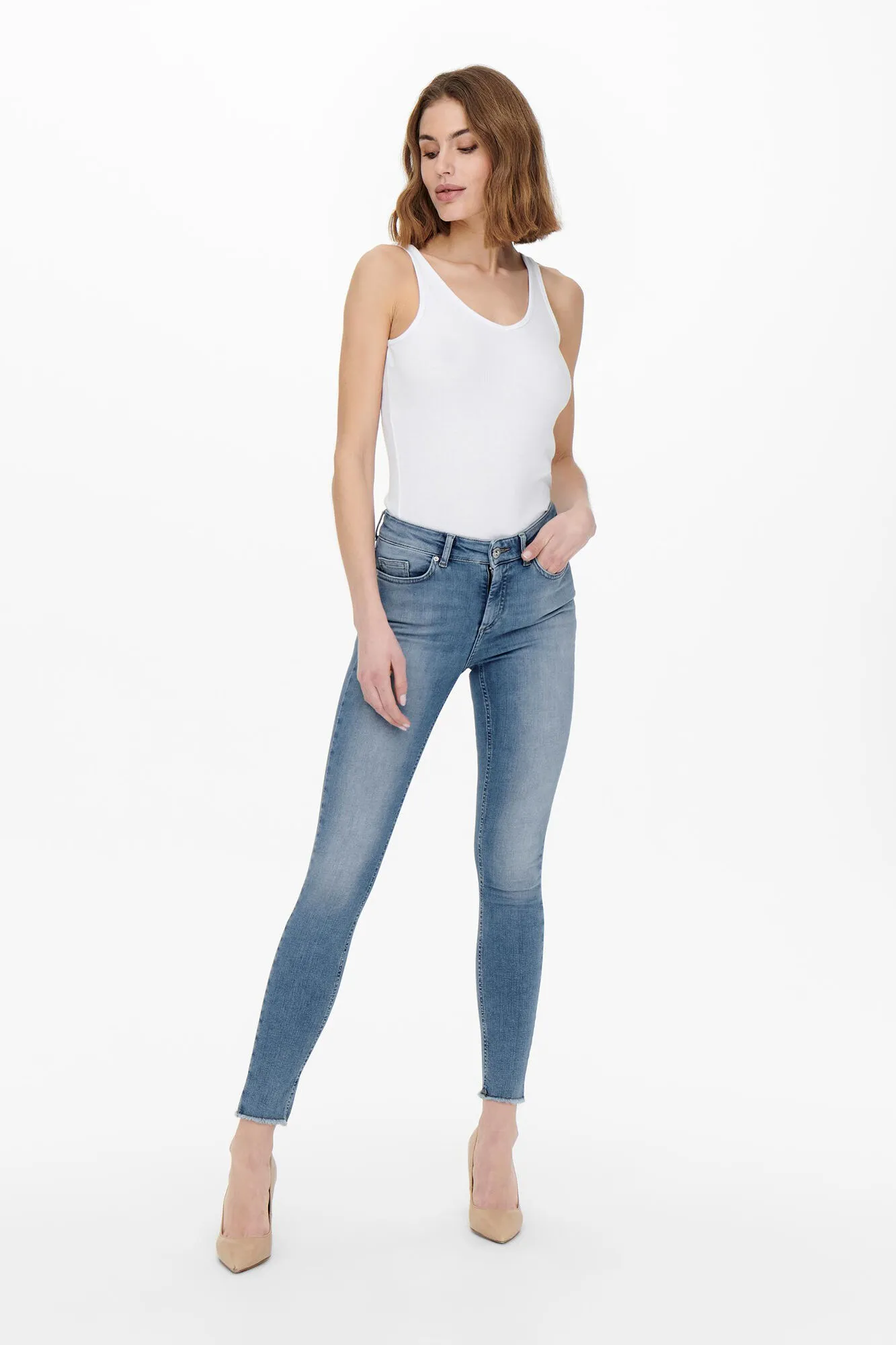 Only Jeans Skinny Tiro Medio