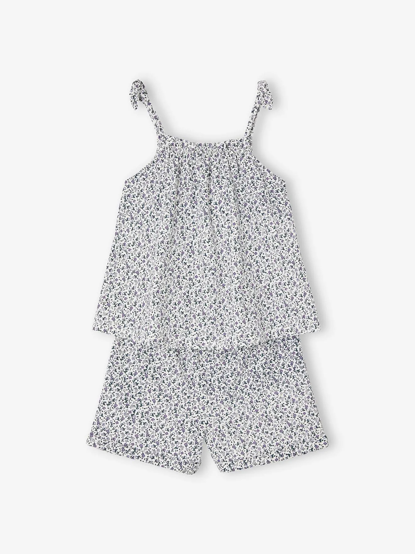 Pack de 2 pijamas con short flores para niña