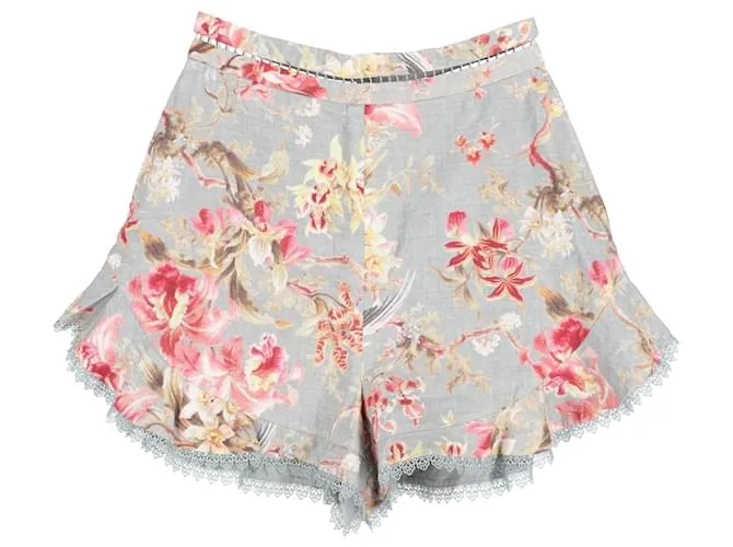 Pantalones cortos de lino con estampado floral Mercer Flutter Frill de Zimmermann 