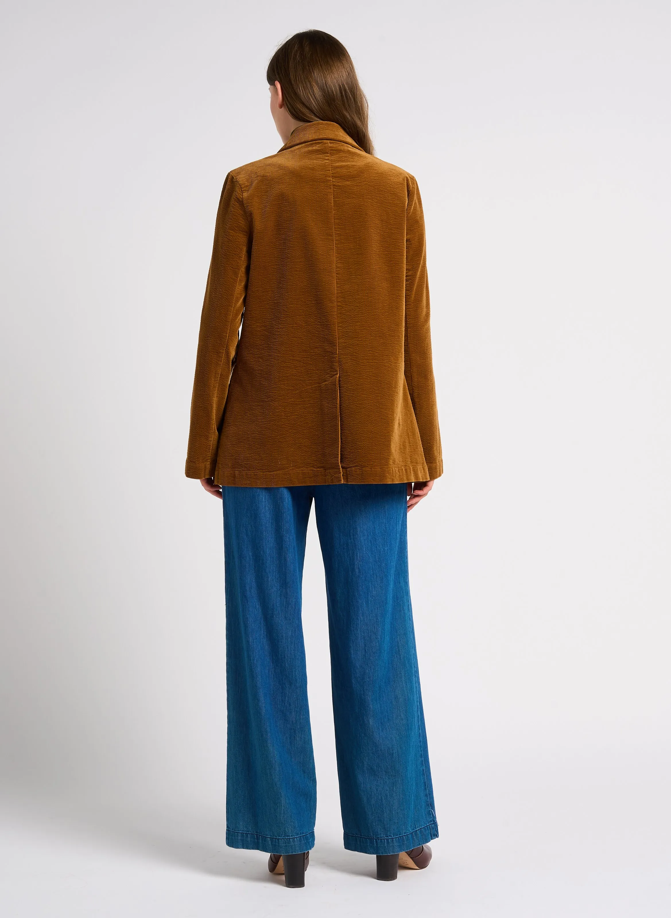 Pantalón ancho de algodón en azul