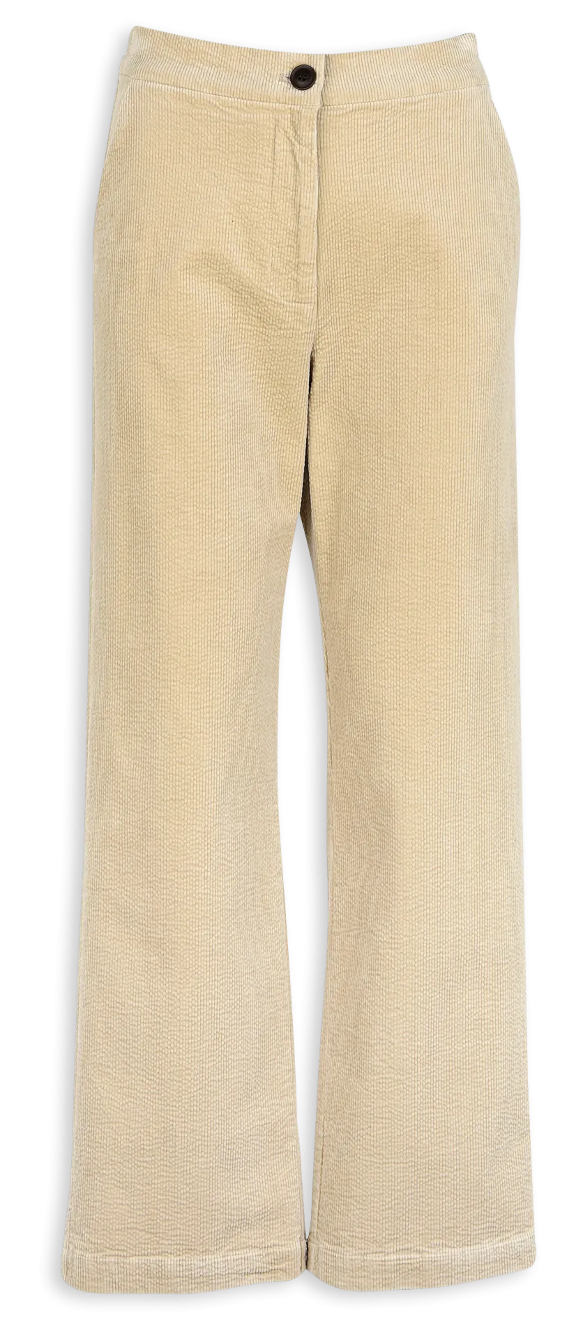 Pantalón recto de algodón mezclado en beige
